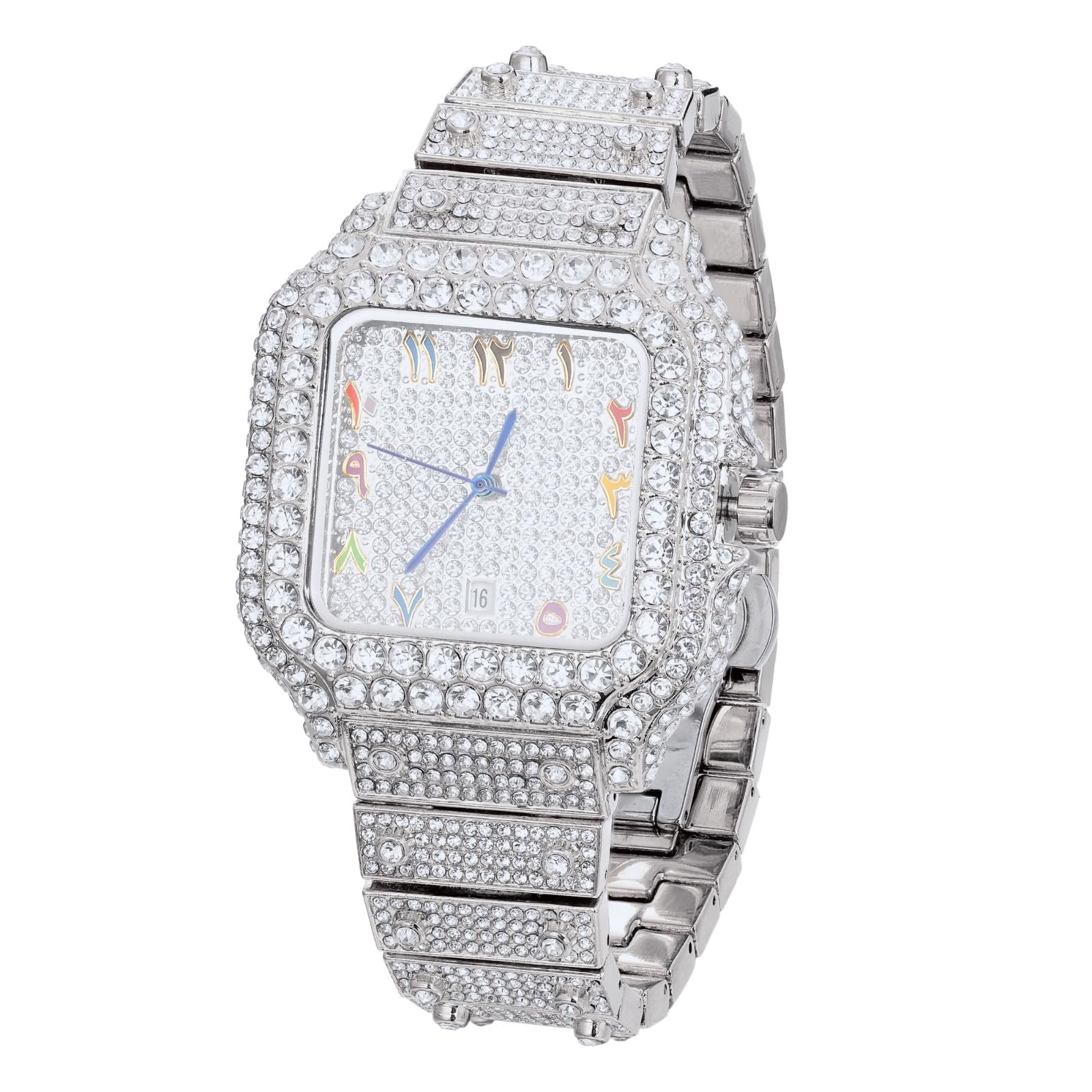 Reloj de moissanita iced out Halukakah con oro de 18k cronógrafo rectangular para niños 8