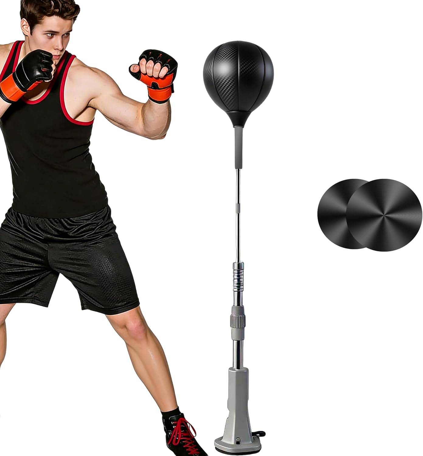 Speed Punching Bag with Stand(Rubber Mat), Vacuum Suction Base Adjustable Reflex Ball for Kids Teens Adults, Home Office