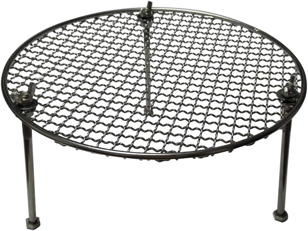 Portable Stainless Steel Outdoor Camping Barbecue Mesh Grill with Detachable Support Stand Diameter 35CM