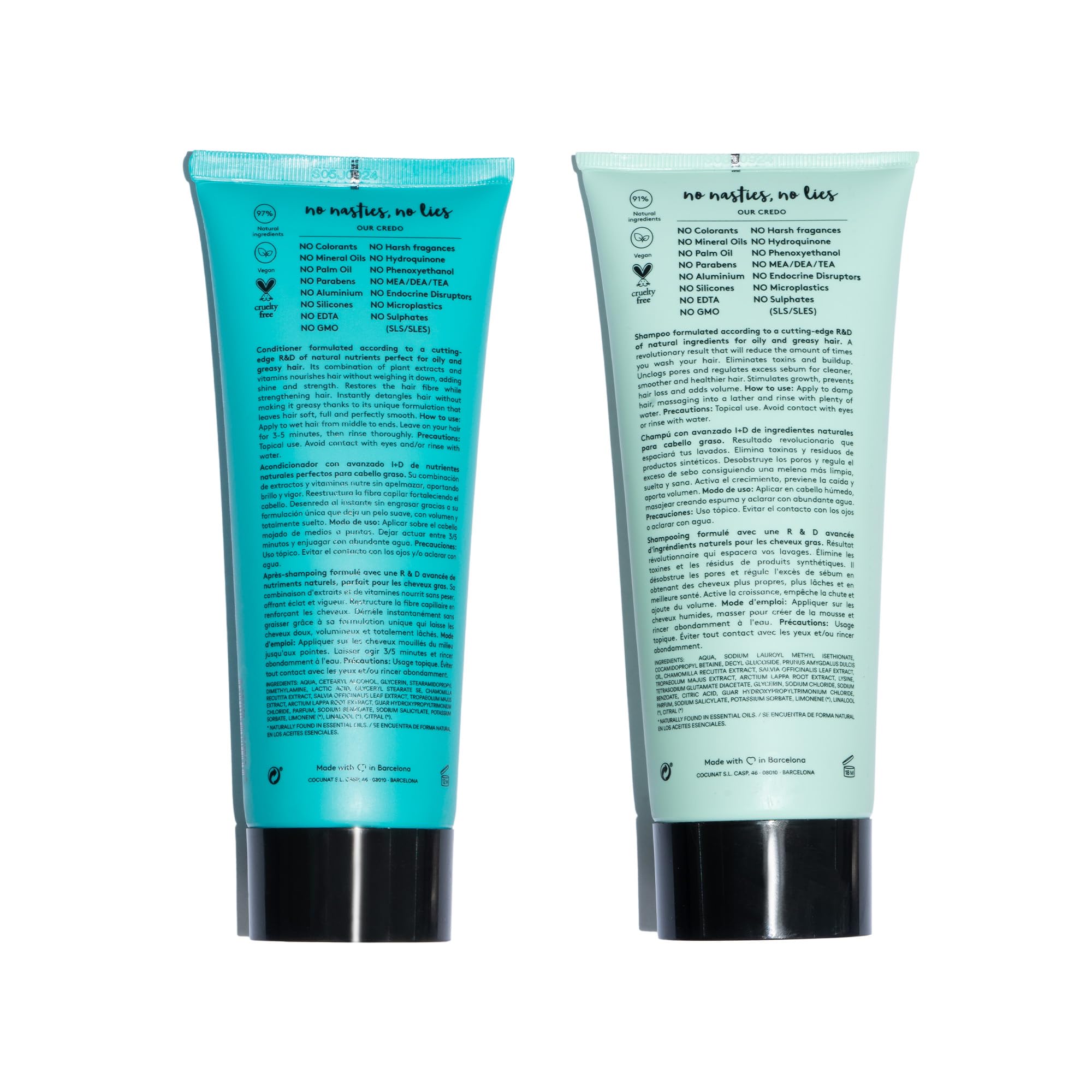 COCUNAT Pack Pure, Rutina para Pelo Graso, Champú y Acondicionador Natural | Pack de detox capilar con activos naturales para un cabello fuerte y voluminoso. Limpia, nutre y fortalence el cabello graso.