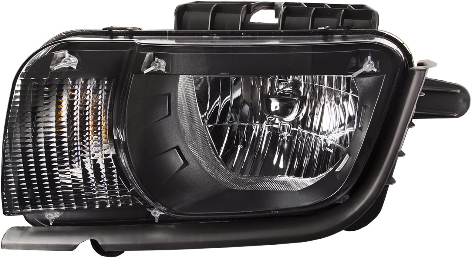 HEADLIGHTSDEPOT Black Housing Halogen Headlight Compatible with Chevrolet Camaro 2010-2013 Includes Left Driver Side Headlamp