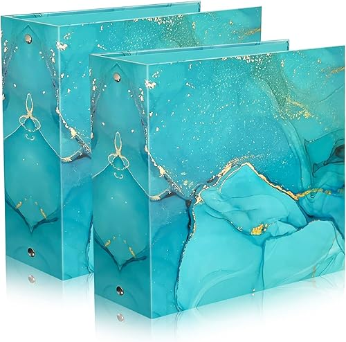 Carpeta pequeña de 3 anillas de 5.5 x 8.5 pulgadas, carpeta de 2 pulgadas, anillo redondo, azul, paquete de 2