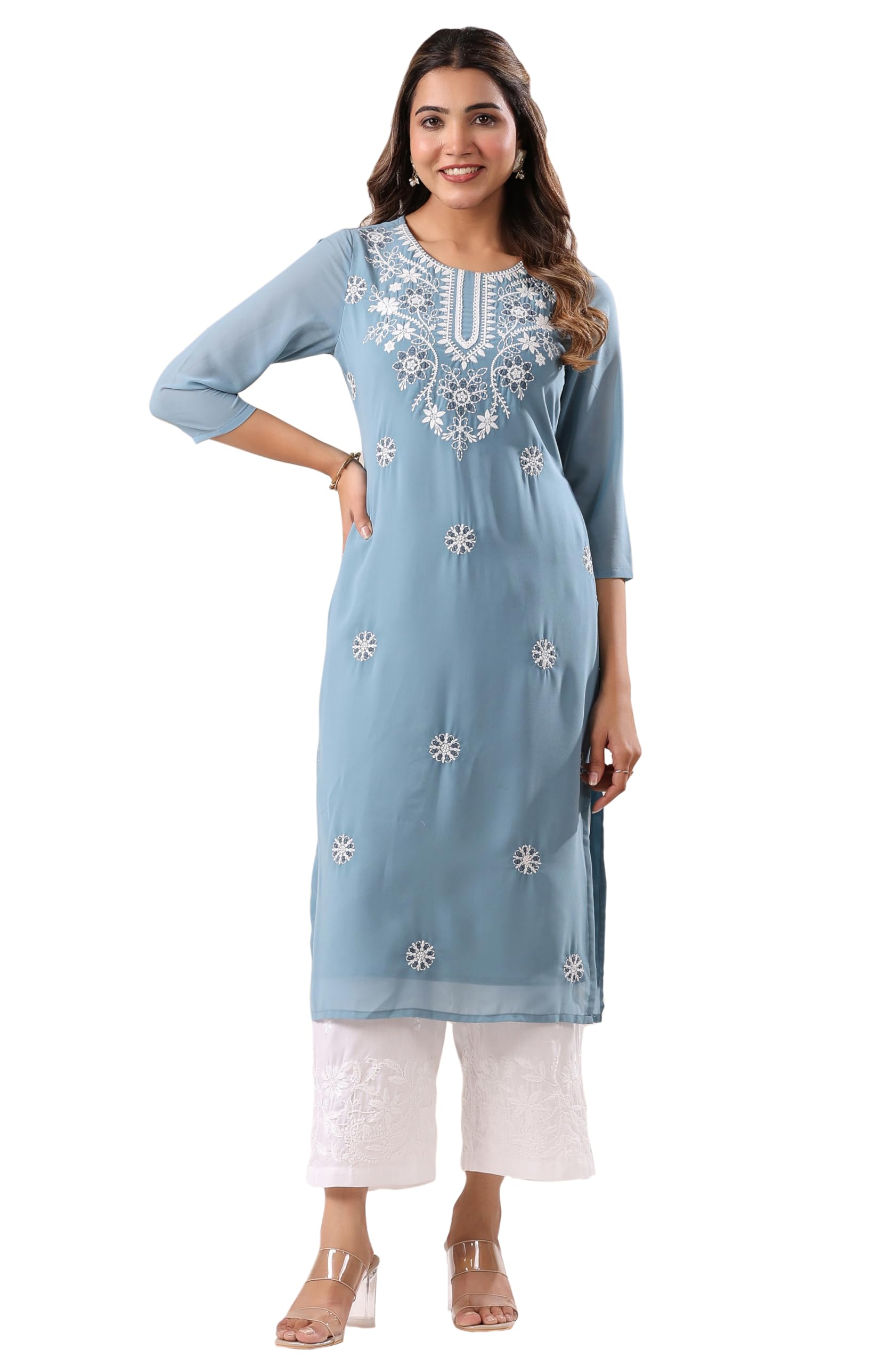 janasya Women's Georgette Regular Fit Casual Kurta-picture-45