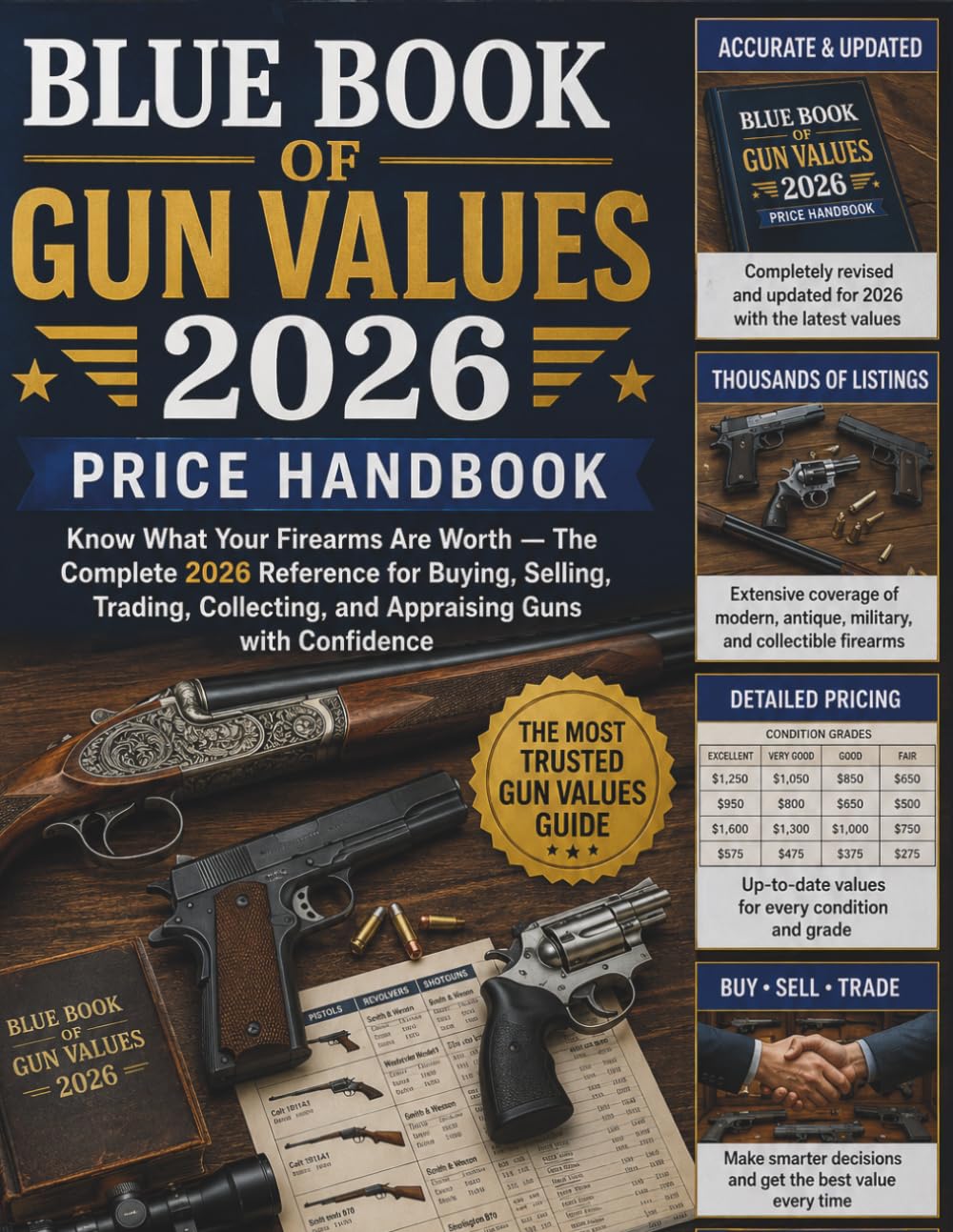 BLUE BOOK OF GUN VALUES 2026 PRICE HANDBOOK: Know What Your Firearms Are Worth — The Complete 2026 Reference for Buying, Selling, Trading, Collecting, and Appraising Guns with Confidence