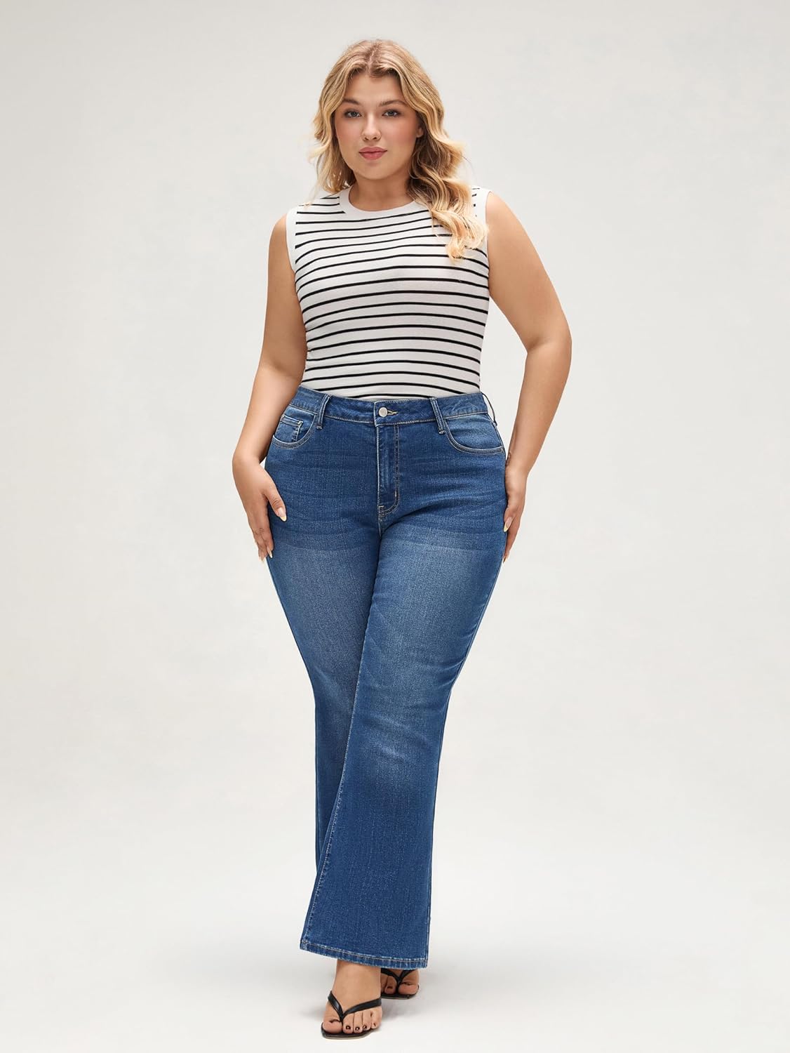EMMIOL Women Flared Jeans Mid-High Waist Jeans Y2K 90s Denim Pants Bell Bottoms - Image 3