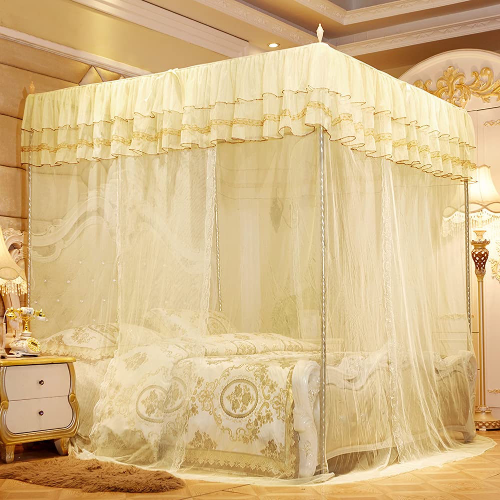Dosel de princesa EMUKOEP cortina mosquitera decorativa amarilla para dormitorio mujer