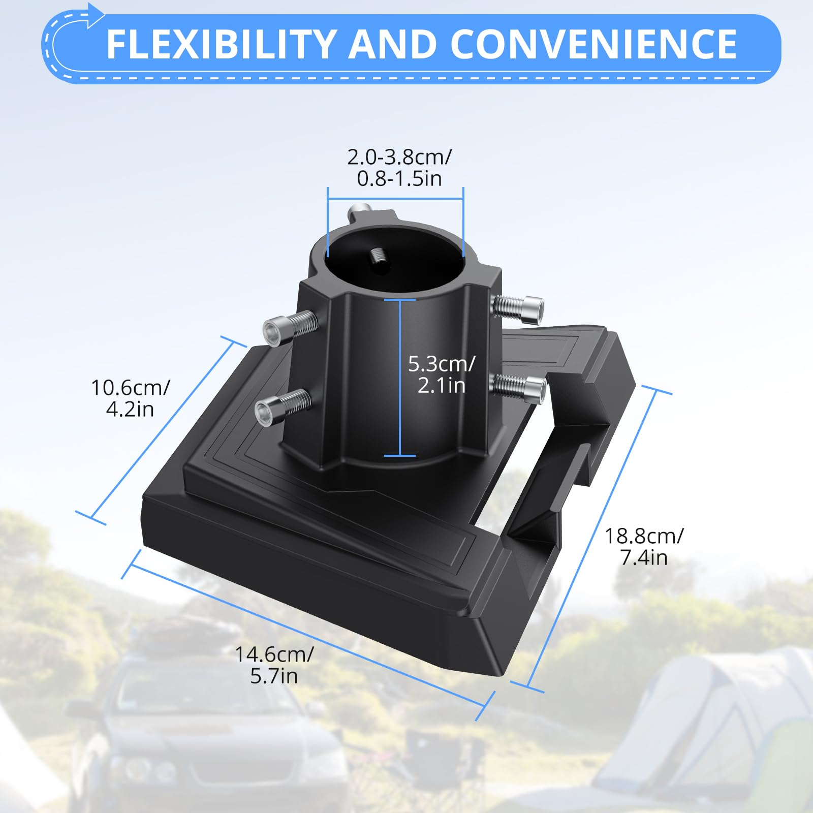 CAMWAY Adapter do rur Starlink Gen 3 ze stopu aluminium, regulowany zestaw do montażu narożnego, kompatybilny z Starlink Gen 3/Standard/V3, do drążków o średnicy 20–38 mm