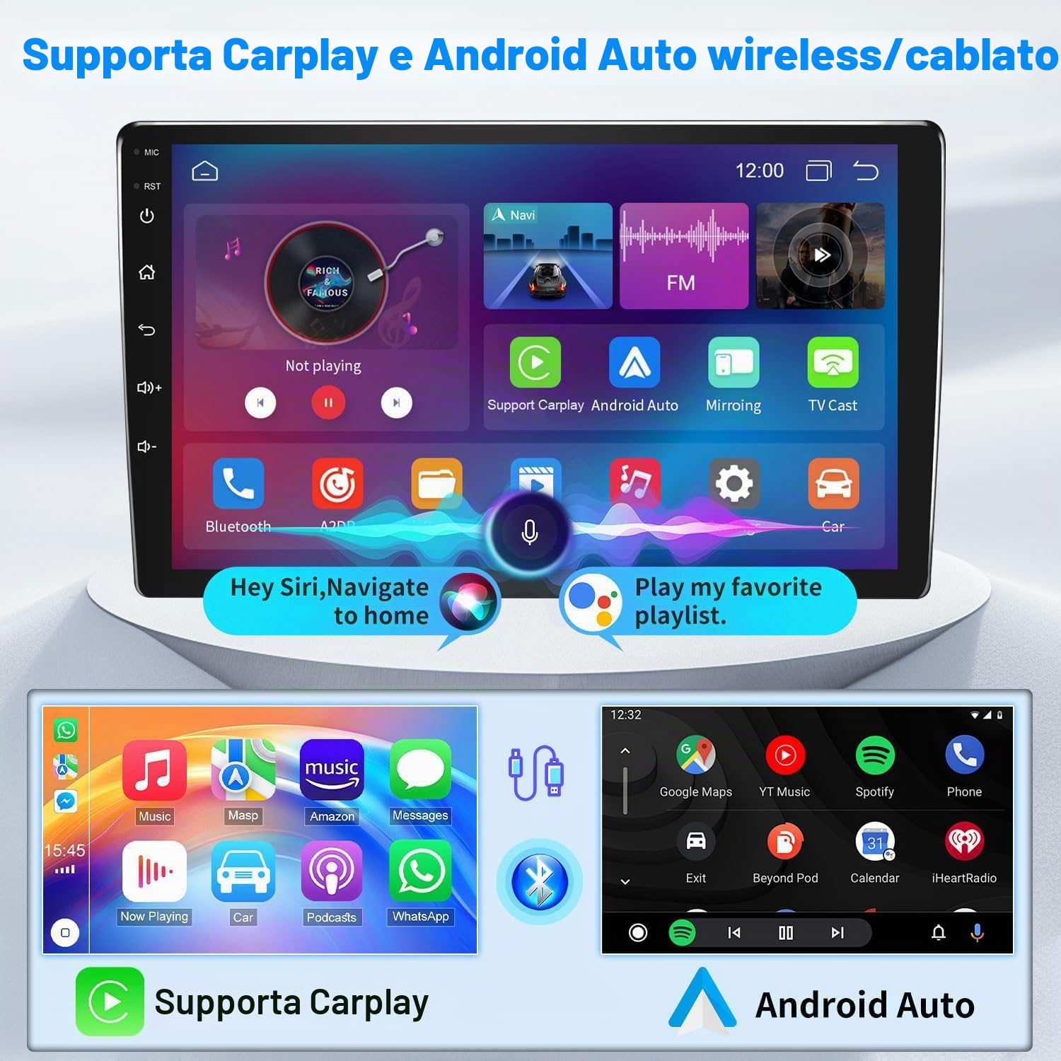 Autoradio 2 DIN Android 14 per Chevrolet Cruze 2008-2015, Schermo Touch 9.7 Pollici 4+64G, Compatibile con CarPlay Wireless e Android Auto, Bluetooth GPS FM/RDS, Navigazione Auto con SWC DSP