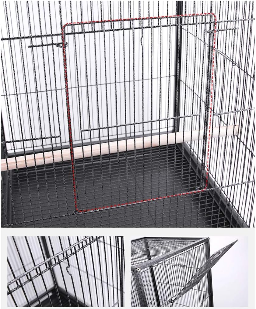 Birdcage 75Cm Large Parrot Bird Cage for Cockatiel Lovebird Birdcage Durable Frame Black Metal Travel Bird Cage Pet Home Bird Cage