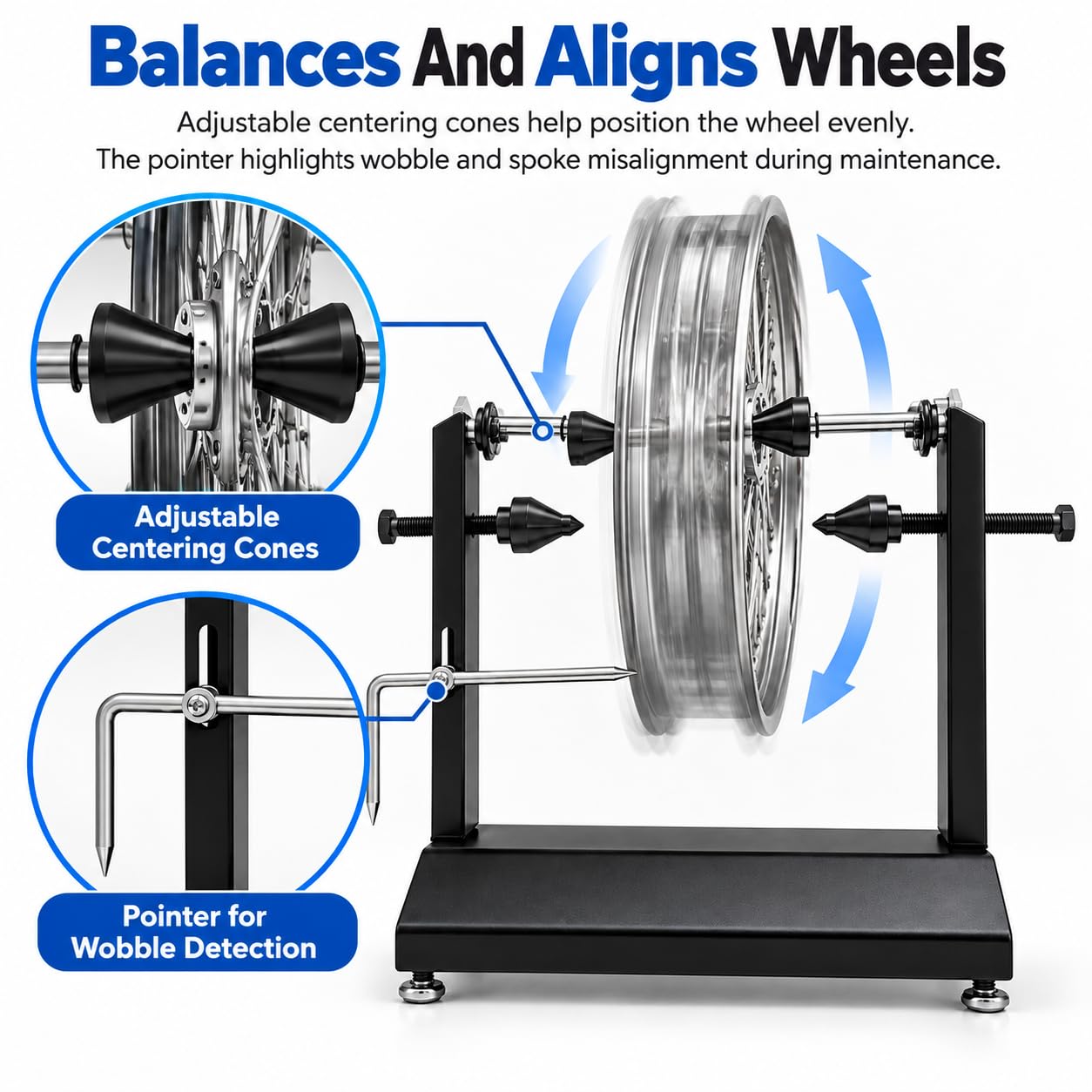 Equilibradora de Ruedas para Motocicleta, Eje de 14 mm, 35 Pulgadas