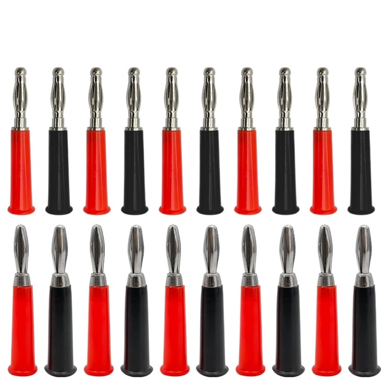 Connecteur de fiche Banane à vis, 40 pièces, 4mm, tête Banane, Couleur Noir et Rouge, fiche Banane en Plastique nickelé argenté(A 20Red 20Black)