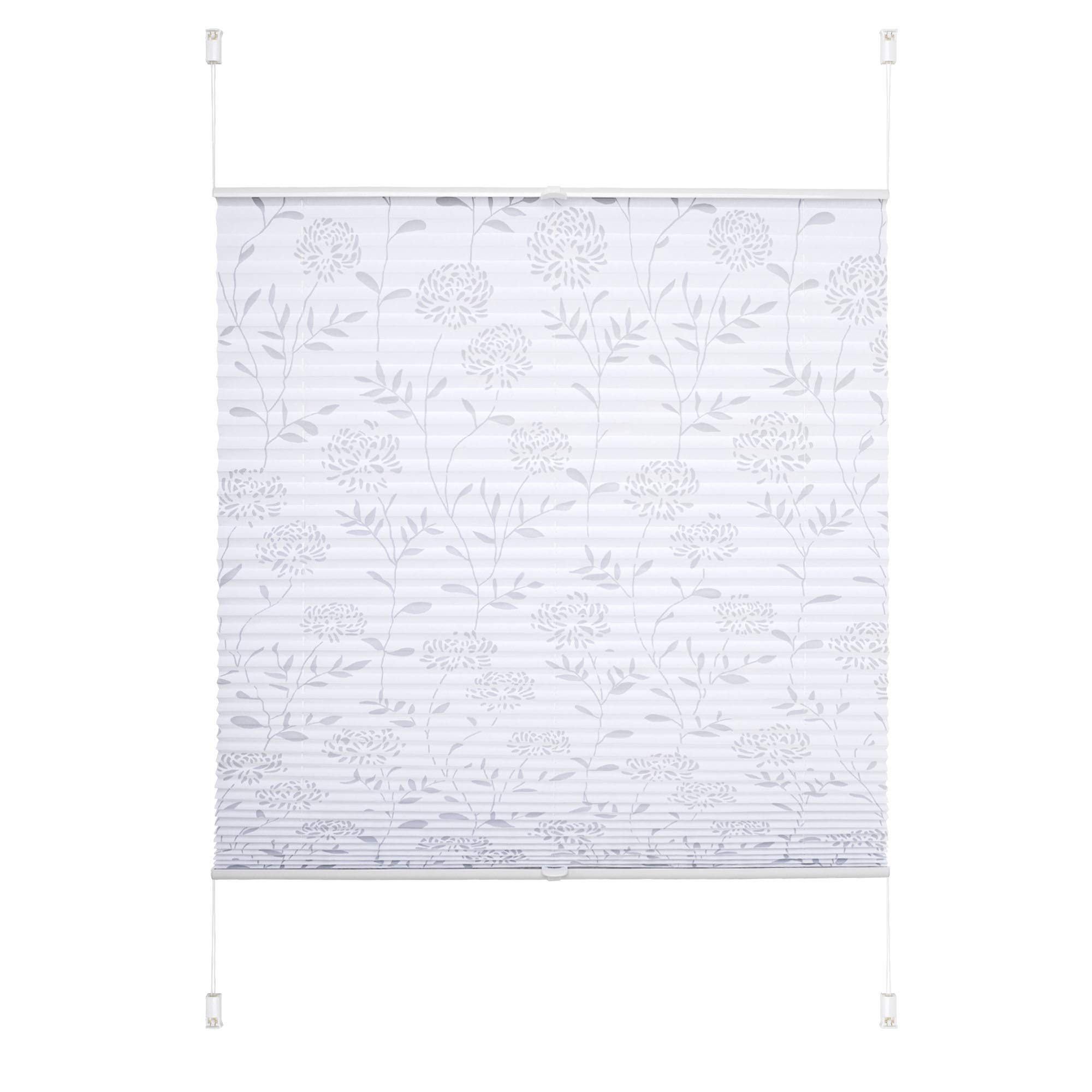Klemmfix Plissee Ausbrenner Weiss - Breite 40 bis 120 cm, Länge 130 cm und 210 cm - Klemm - Rollo ohne zu Bohren (120 x 130 cm)