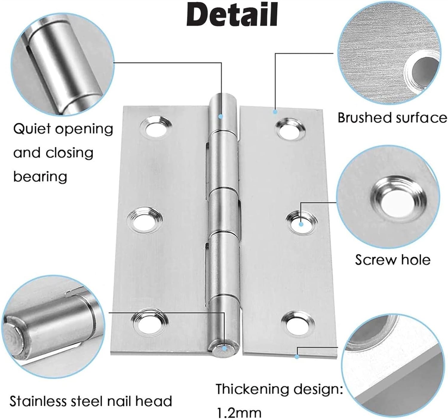 75mm Small Door Hinges Perforated Stainless Steel Daquan Cabinet Loose-Leaf Welding for Doors and Windows