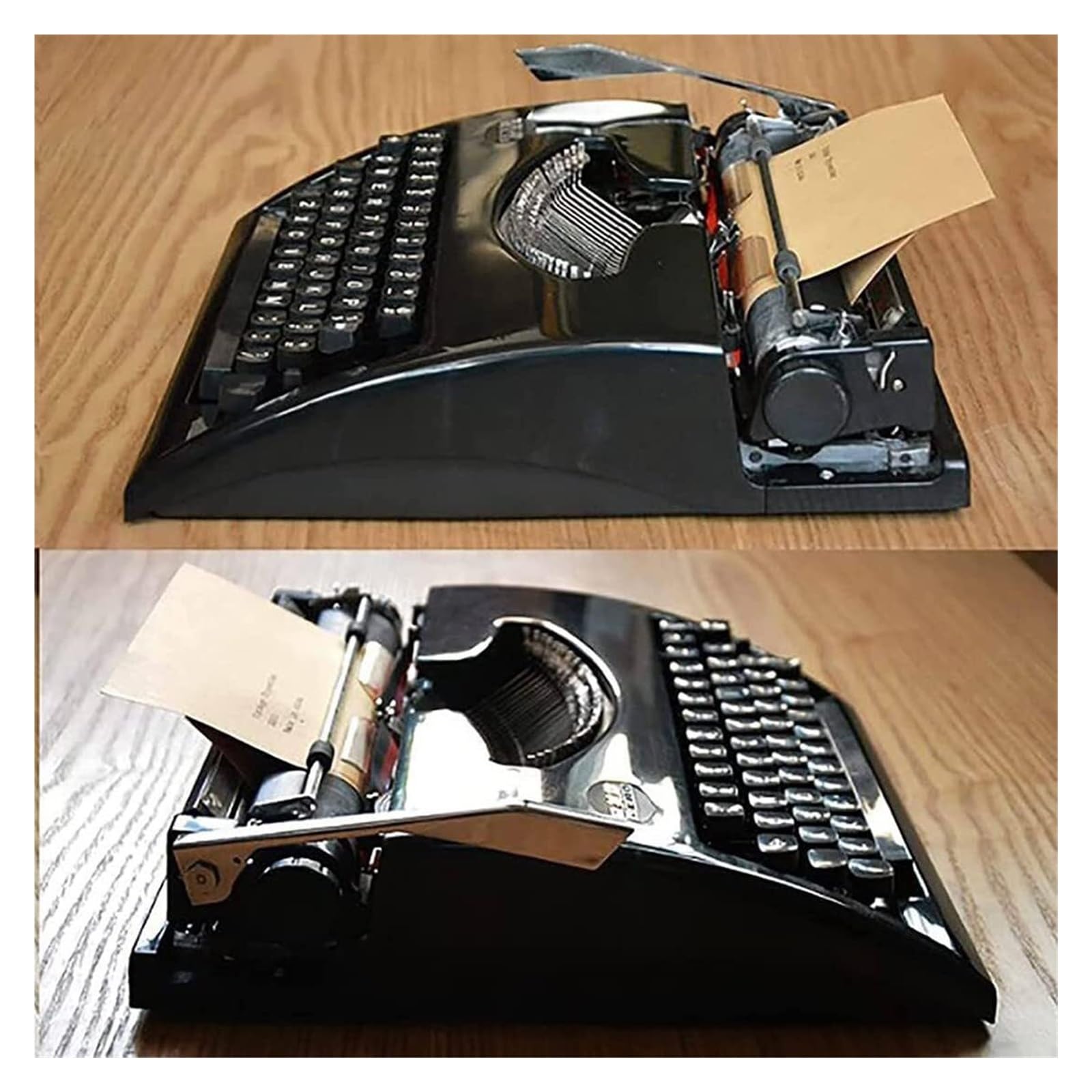 Retro-Vintage-Schreibmaschine, traditionelles tragbares kreatives Handbuch mit Etui, für Notizen oder Briefe oder kreatives Schreiben, altmodisch (schwarz)