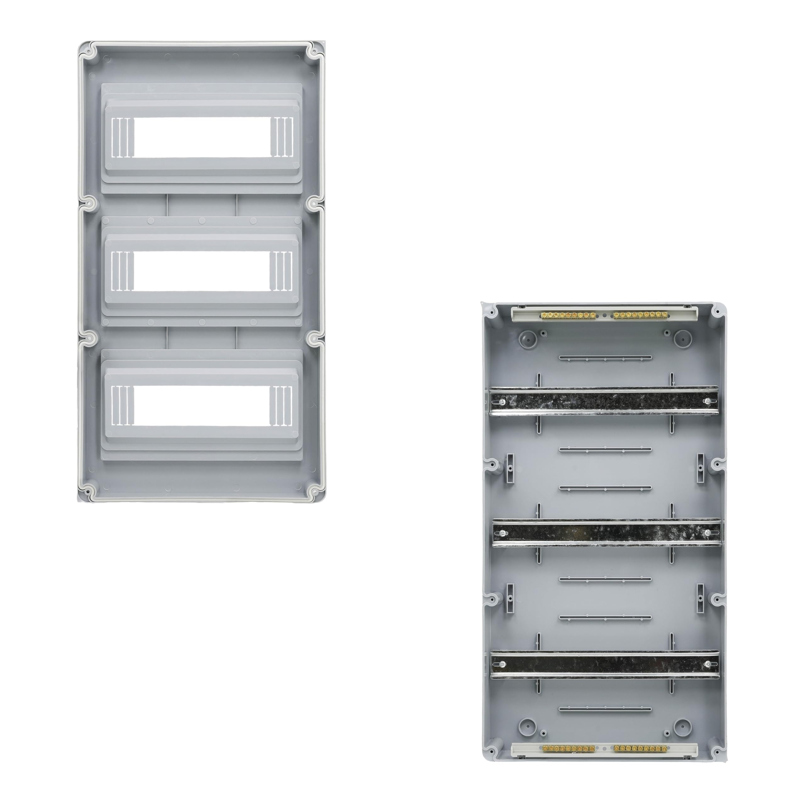 RSE Verteilerkasten Aufputz 3-Reihig 36 Module, (12 je Reihe) 1 Stück, Kleinverteiler IP65 Feuchtraum Sicherungskasten mit umlaufender Dichtung für Garten oder Außenbereichen
