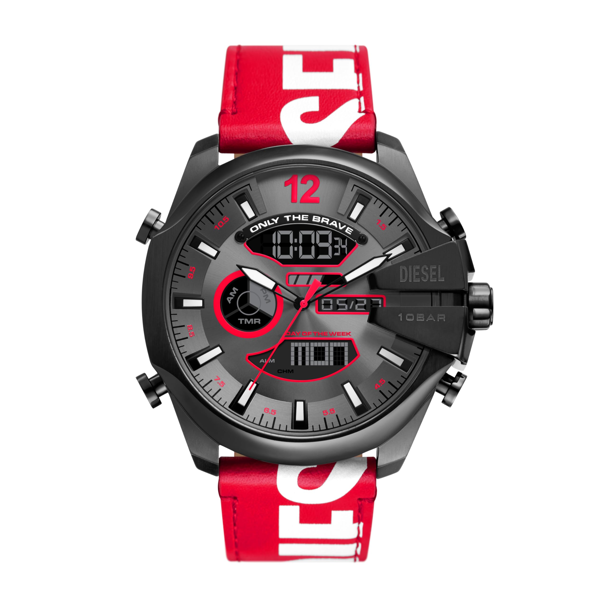 Diesel Mega Chief Stainless Steel Men's Watch with Analog or Digital Movement