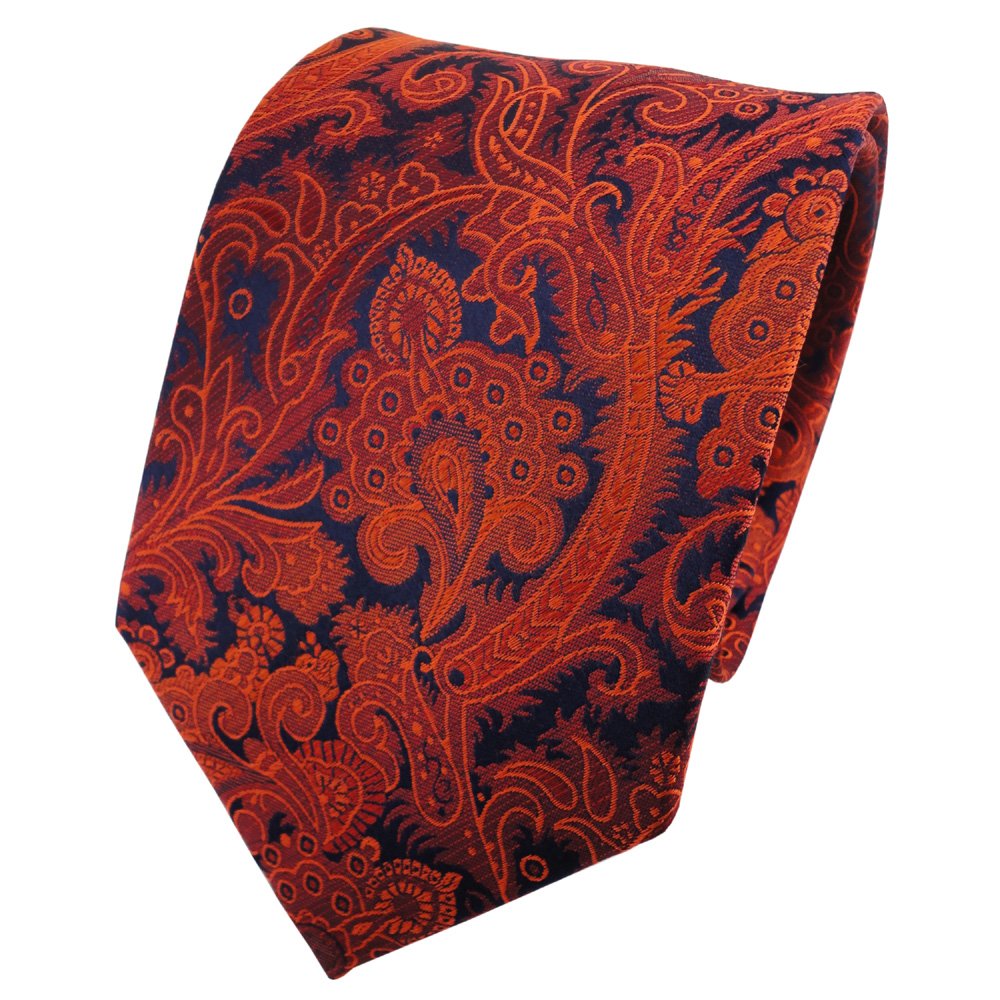 Tigertie Orange Silk Tie Red- Blue Patterned - Tie Necktie Silk