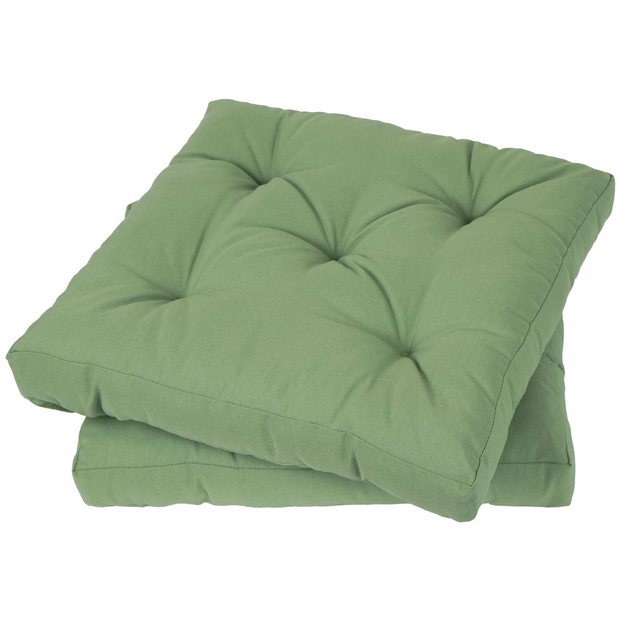 Viste tu hogar Pack 2 Cojines para Silla, 40x40x5 CM, Efecto Tridimensional, Relleno de 100% Poliéster, Ideal para Comedor, Terraza, Salón y Restaurante, Color Verde Aguacate, Fabricado en España