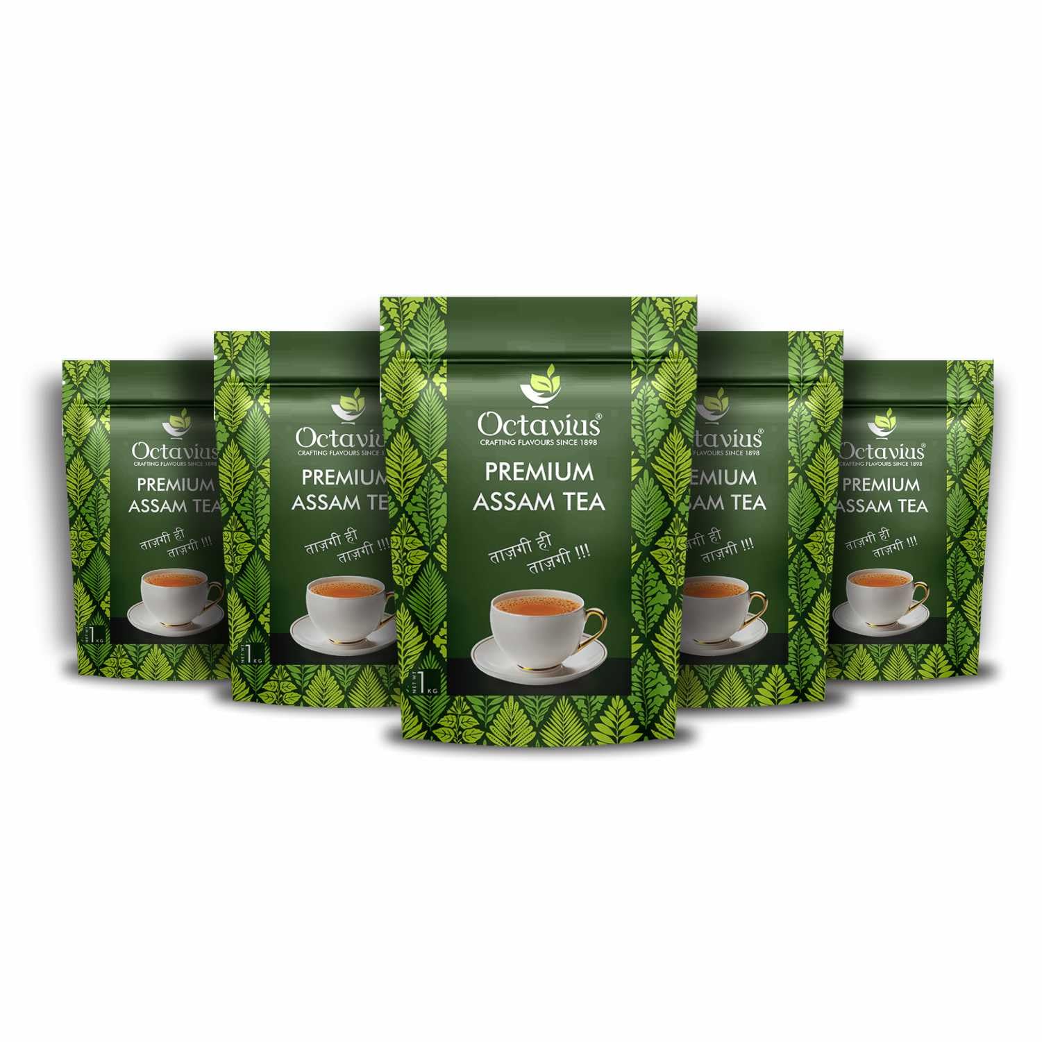 Octavius Premium Assam Tea - 1Kg (500 Cups) Pack Of 5 | Extra Strong | Black Tea | Kadak Chai Patti