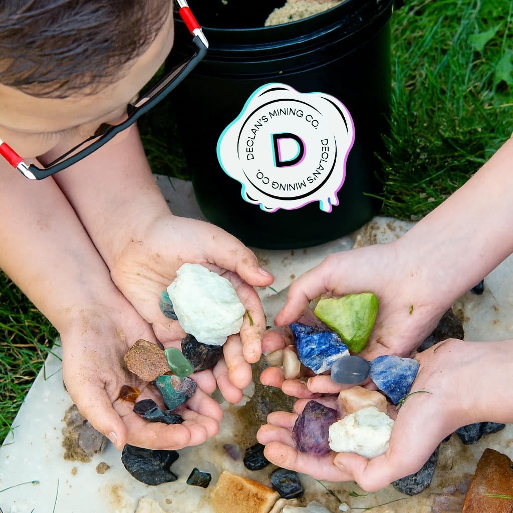 Declan's Gallon Mix Bucket - Includes Sifter, Confetti Sand, Crystal Raw Stones, and Tumbled Stones
