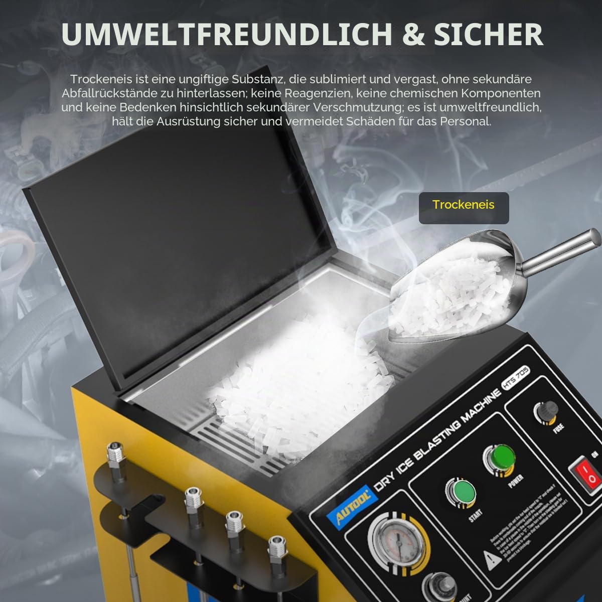 AUTOOL Trockeneis Strahlmaschine, Reinigung von Trockeneisstrahlern, Trockeneis Strahlreiniger, Trockeneis Reinigungsmaschine Blaster, Trockeneis-Reinigungsmaschine für Autos AC220V