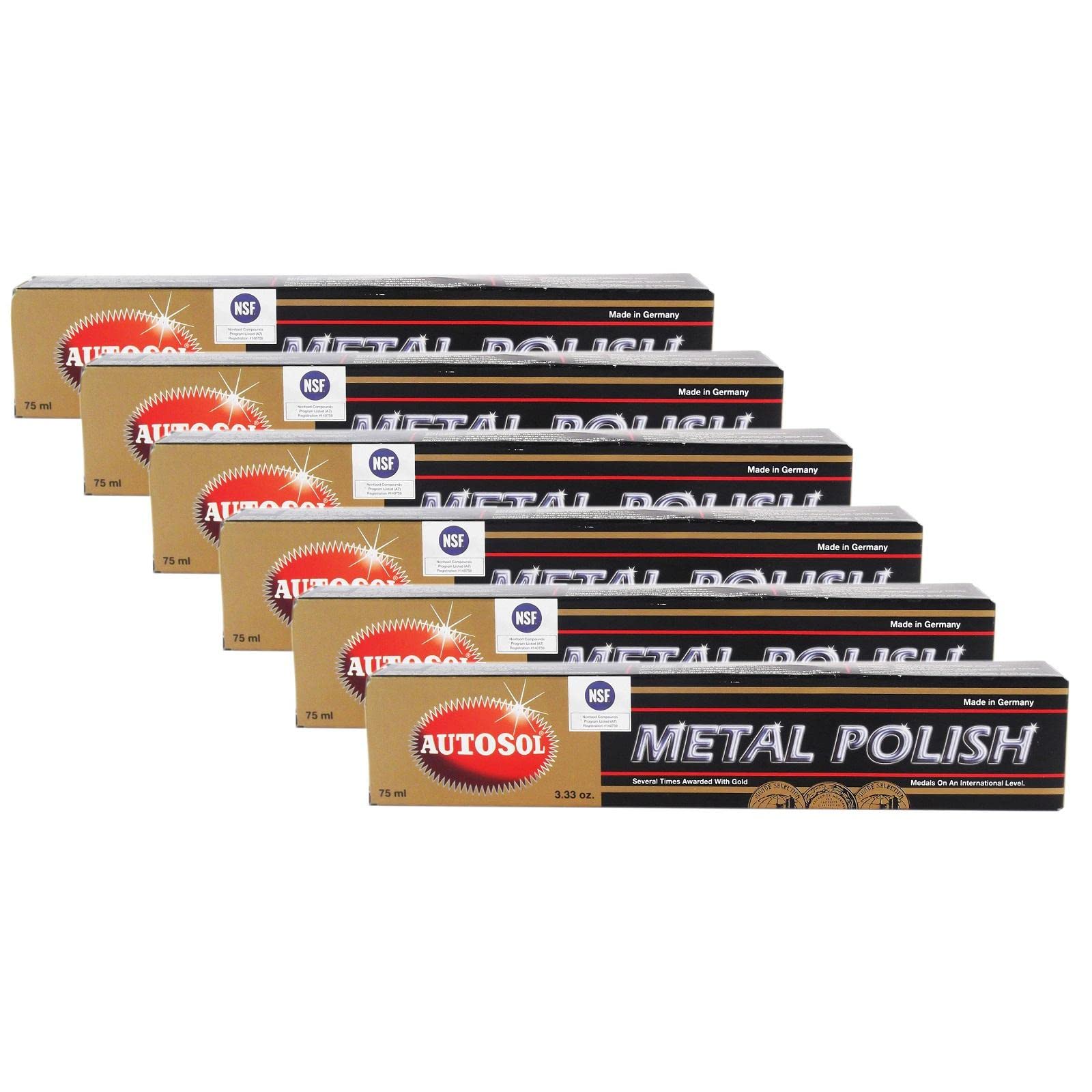 Autosol 6 X Metal Polish Acciaio Cromato Lucido Metallo lucidatura Cromo lucidatura 75 ML