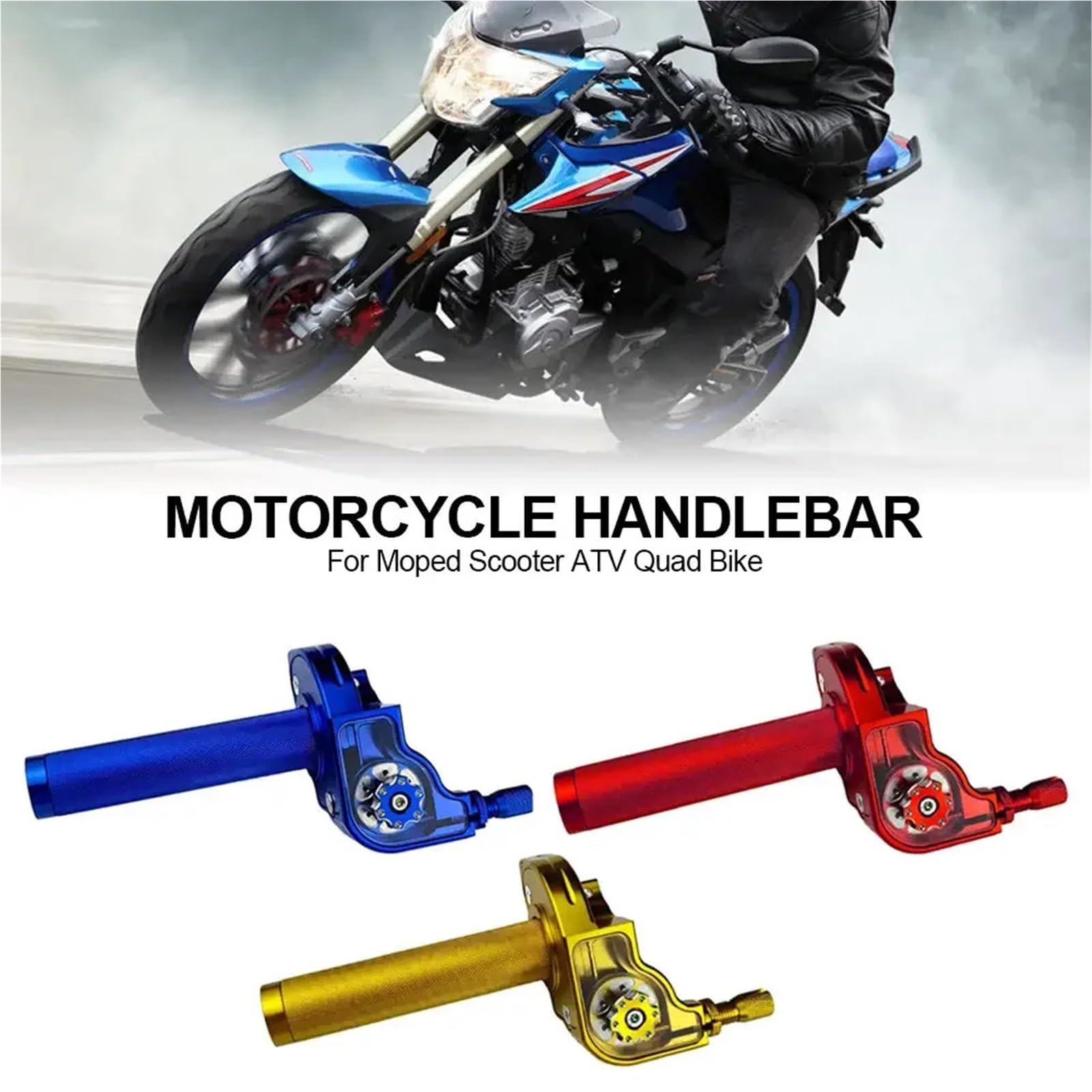 uchwyty kierownicy 7/8" Manetka przepustnicy z szybko działającym mechanizmem i linką, pasująca do motocykli, motorowerów, 50 cm3, 125 cm3 i 150 cm3 M10*1.5
