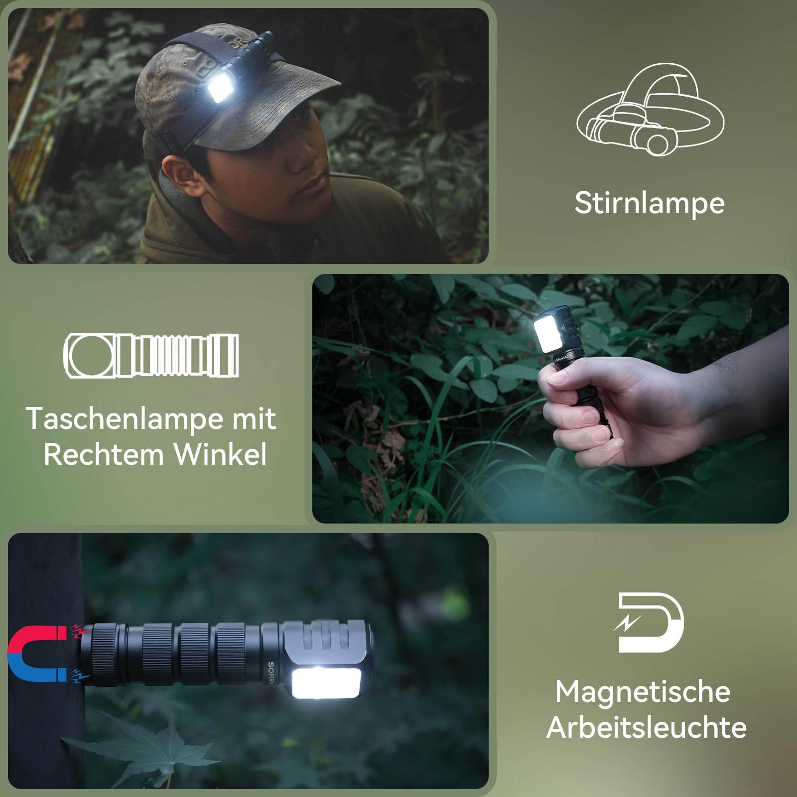 Sofirn HS42 Stirnlampe LED Wiederaufladbar 2100lm, Rot- & Weißlicht, IPX6 | Rotlicht, Weißlicht, Thrower & Flood, IPX6 Wasserdicht, Helmlampe, USB-C, Camping, Wandern