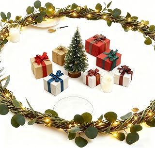 6FT Pre-lit Artificial Olive Vine Garland with 96 LED Fairy Lights - Battery Operated Timer for Christmas Mantel, Wedding, Table, Home Decor(Style2)