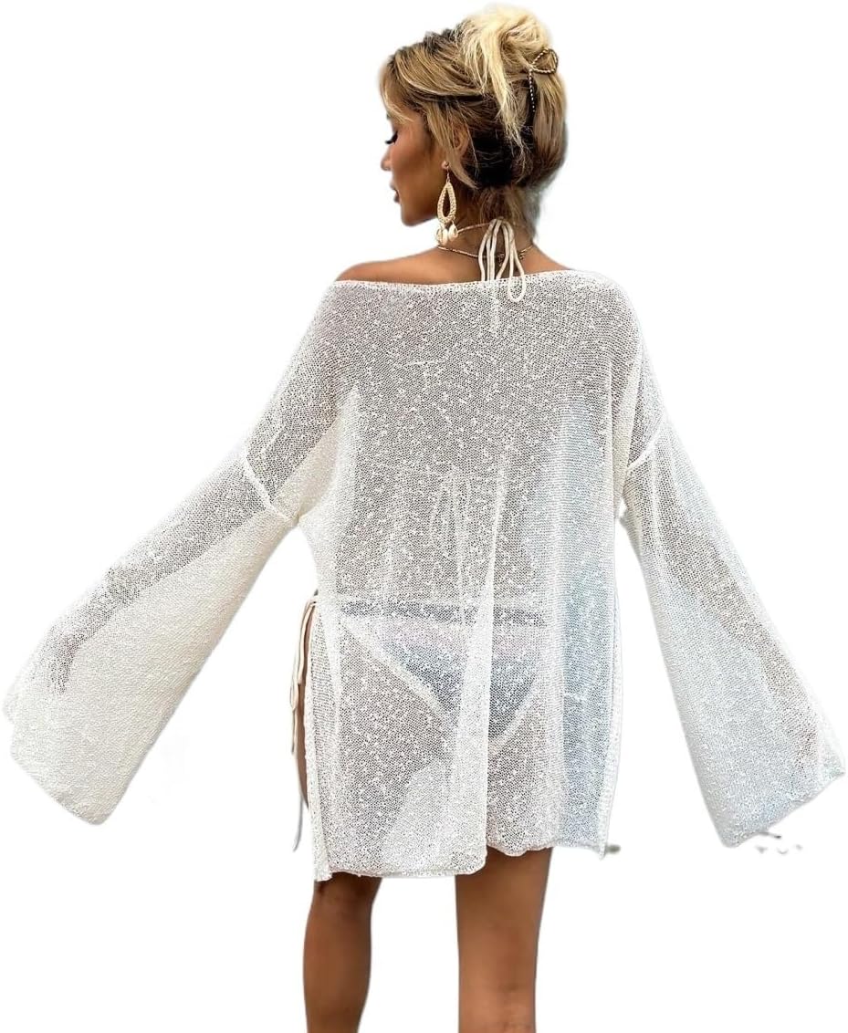 swimsuit coverup for women Summer Drop Shoulder Loose Casual Beach Outfits Cover Up