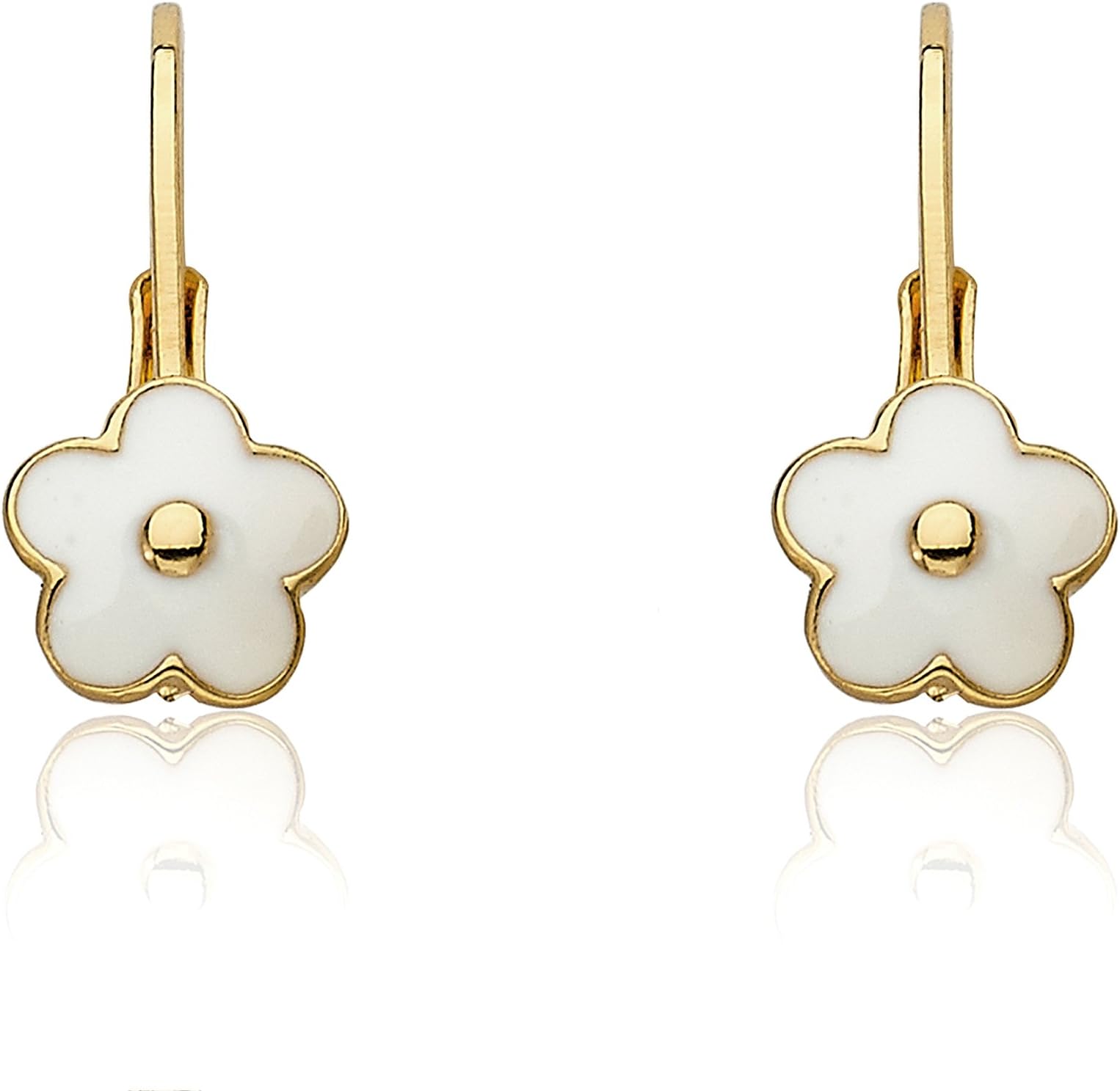 Kids Earrings - 14k Gold Plated Flower Leverback Earrings-Hypoallergenic and Nickel Free For Sensitive Ears