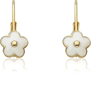 Kids Earrings - 14k Gold Plated Flower Leverback Earrings-Hypoallergenic and Nickel Free For Sensitive Ears