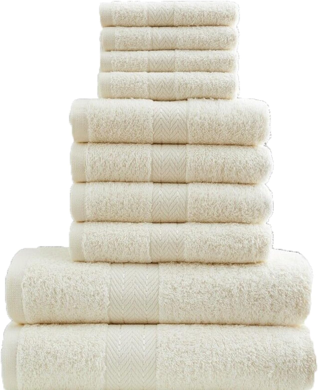 Lions Towels 10 Piece Bale Set - 4 Face 4 Hand 2 Bath Towel - 100% Egyptian Cotton 450 GSM, Premium Quality Highly Water Absorbent Bathroom Accessories, Machine Washable, Cream