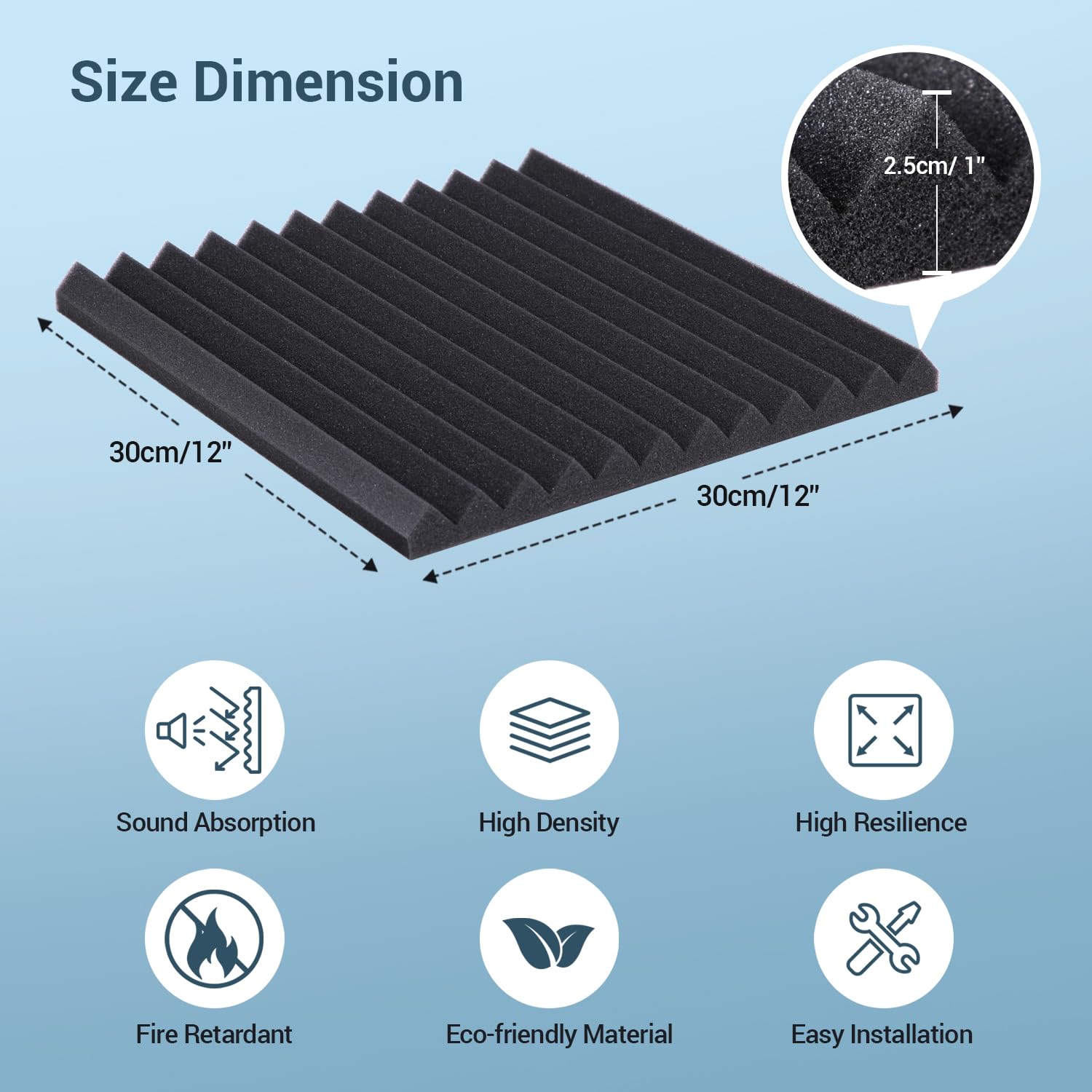 Ohuhu Akoestische schuimstof Akoestische panelen 48 stuks met sticker Ohuhu Akoestische schuimstof Akoestische panelen 48 stuks met sticker