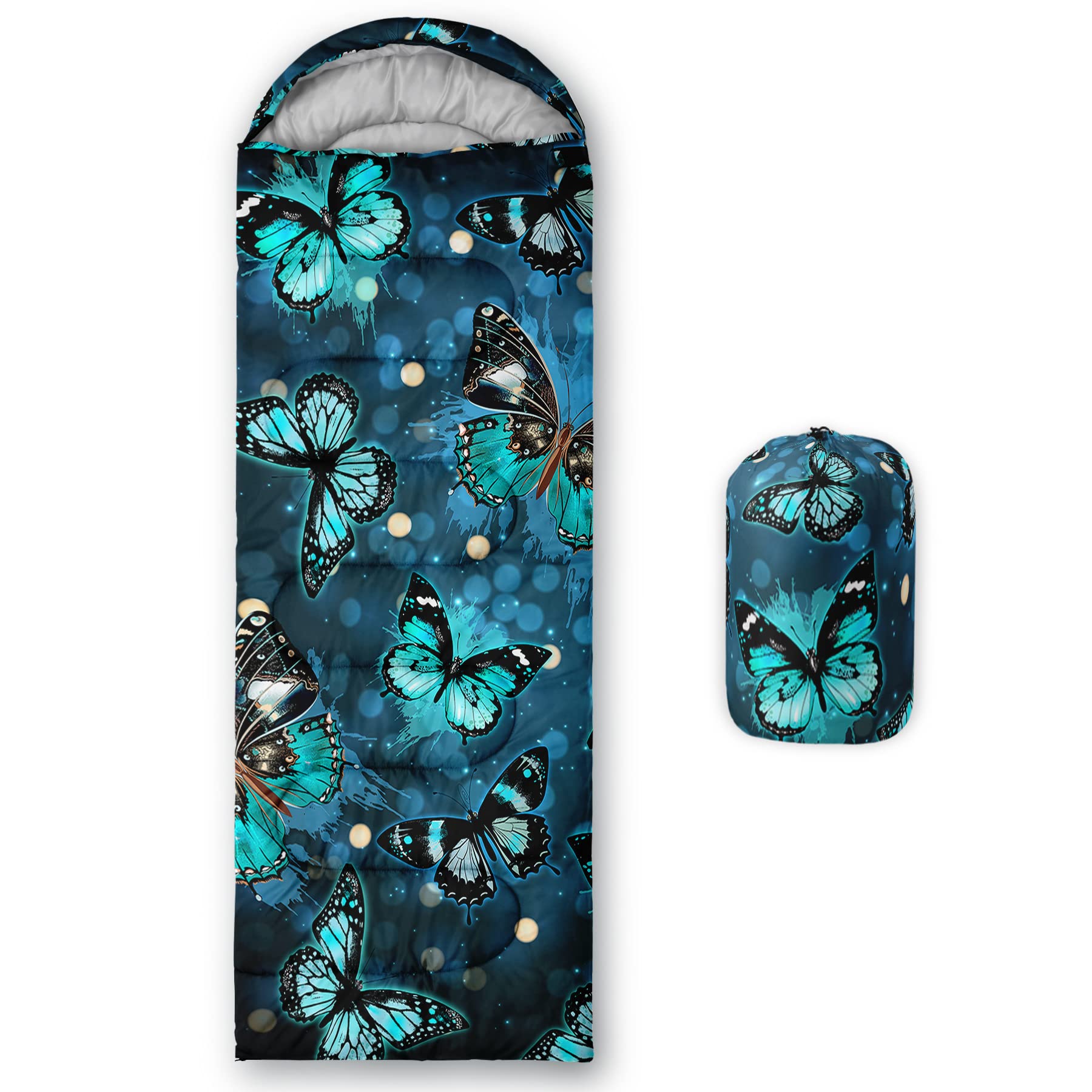 QOOMO Ball Flower Camping Sleeping Bags,3 Season Warm &amp; Cool Weather,Lightweight,Waterproof Sleeping Bags for Adults &amp; Kids,Traveling,and Outdoors,Camping Gear Equipment