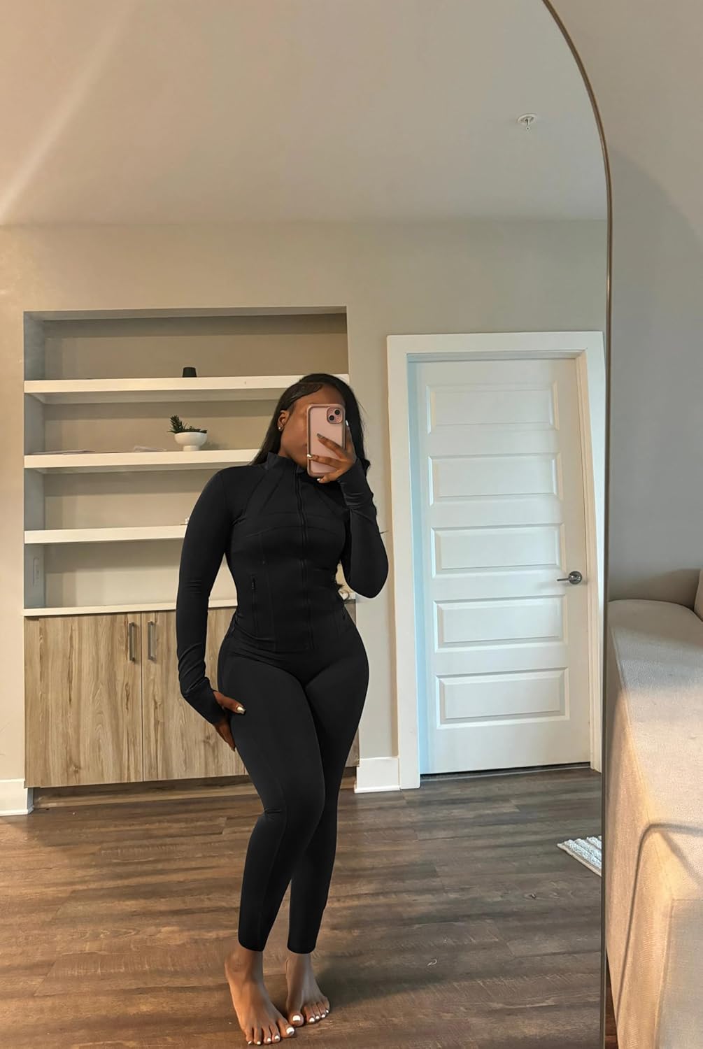 Vssjavun Women 2 Piece Outfits Sweatsuit Sets Long Sleeve Zipper Workout Jacket with High Waist Legging Sets Tracksuit - Image 5