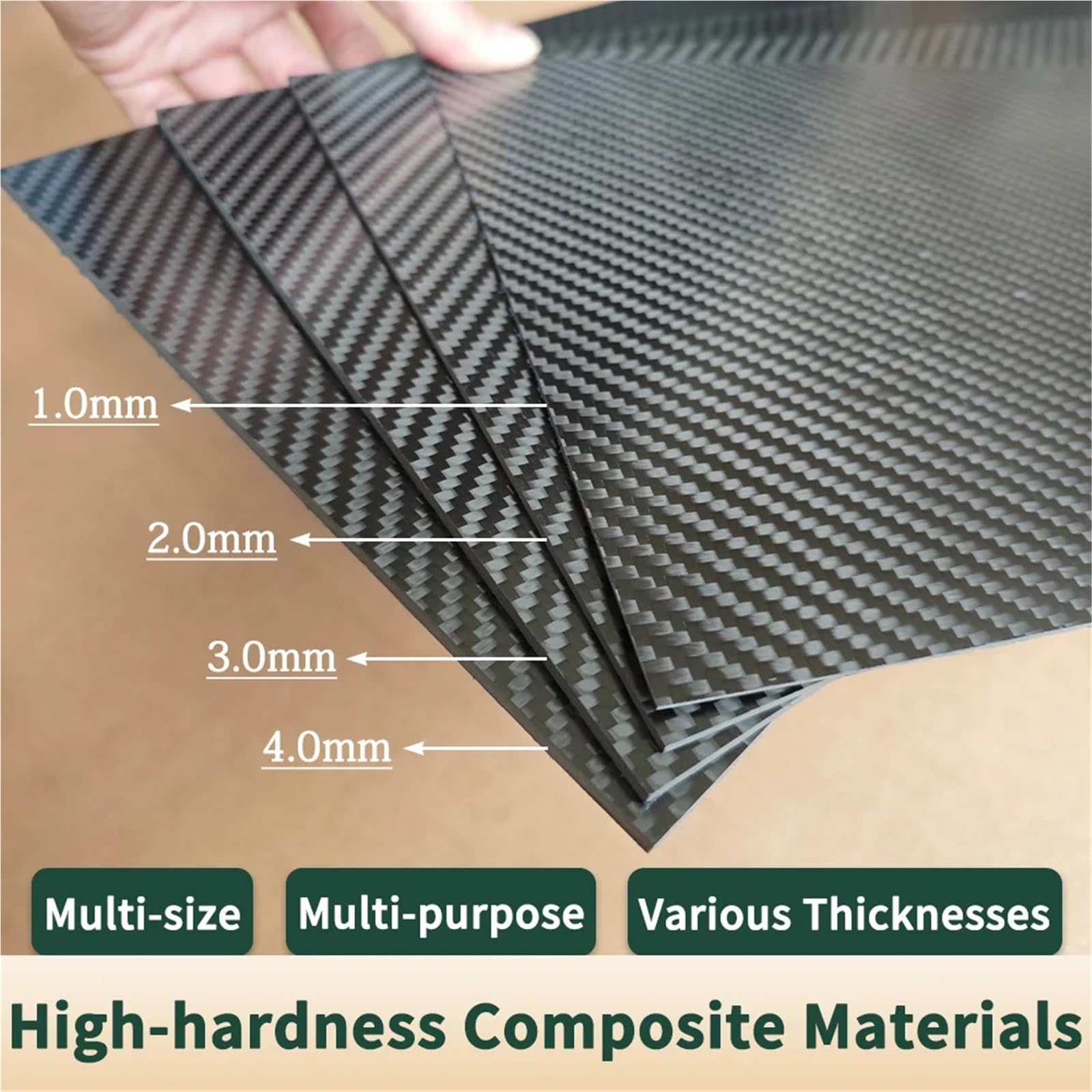 płyty z włókna węglowego, 1 sztuka 3K Twill matowy arkusz płyty z włókna węglowego 200x400mm 0,5-6,0mm(0.5mm Twill Matte)