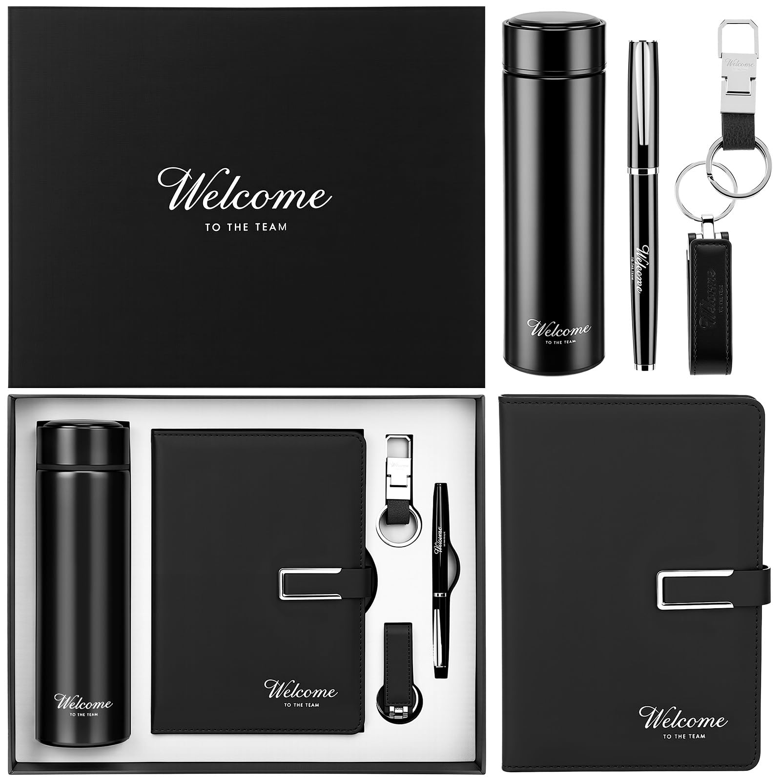 Thenshop 6 Pcs New Employee Welcome to The Team Gift Set Include Welcome to The Team Appreciation Gift Box Notebook Pen Tumbler Keychain and USB Drive