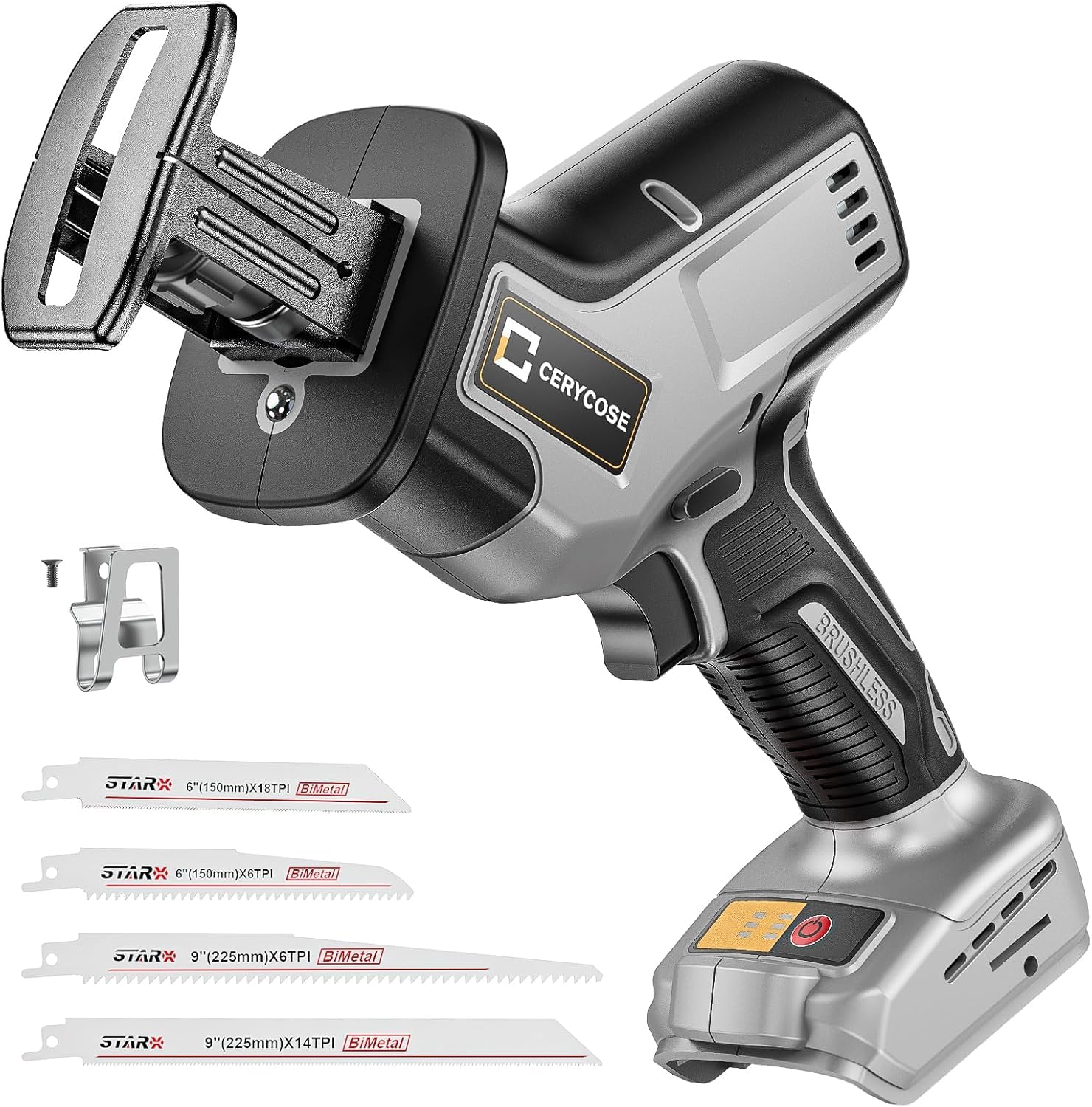 Cordless Reciprocating Saw Compatible with DeWalt 20V Max Battery, Brushless motor, Variable Speed 0-3000 Spm, Tool Free Blade Change, 4 Saw Blades for Wood/Metal/PVC Cuts (NO Battery)