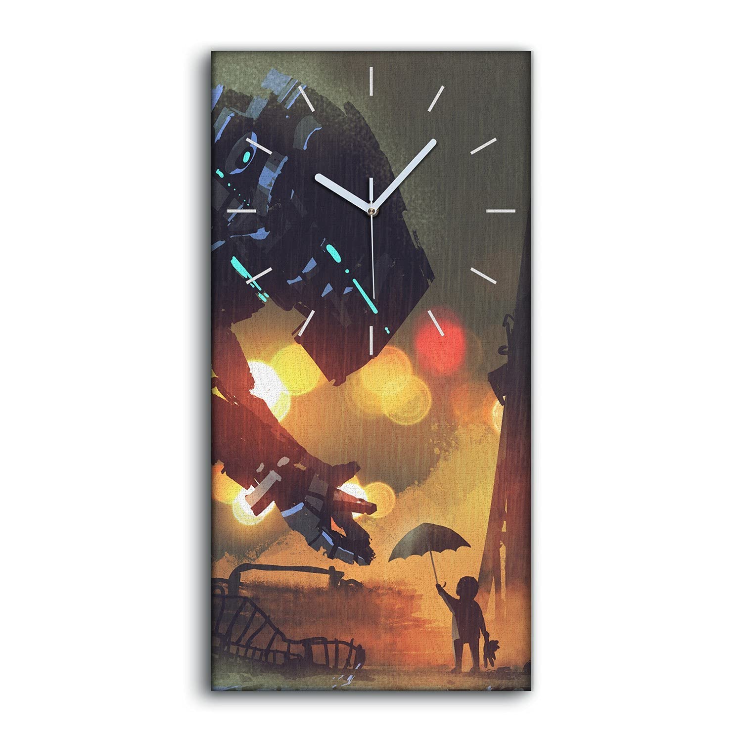 Horloge sur Toile Sans Tic-Tac Salon - Finie la Nuisance Sonore Image Moderne 30x60cm