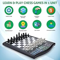 Vista 7 de Talking Chess Academy Electronic Chess Board, Smart Chess Board with Voice Teaching System, Computer Chess Game with Strong Magnetic Pieces, 1-2