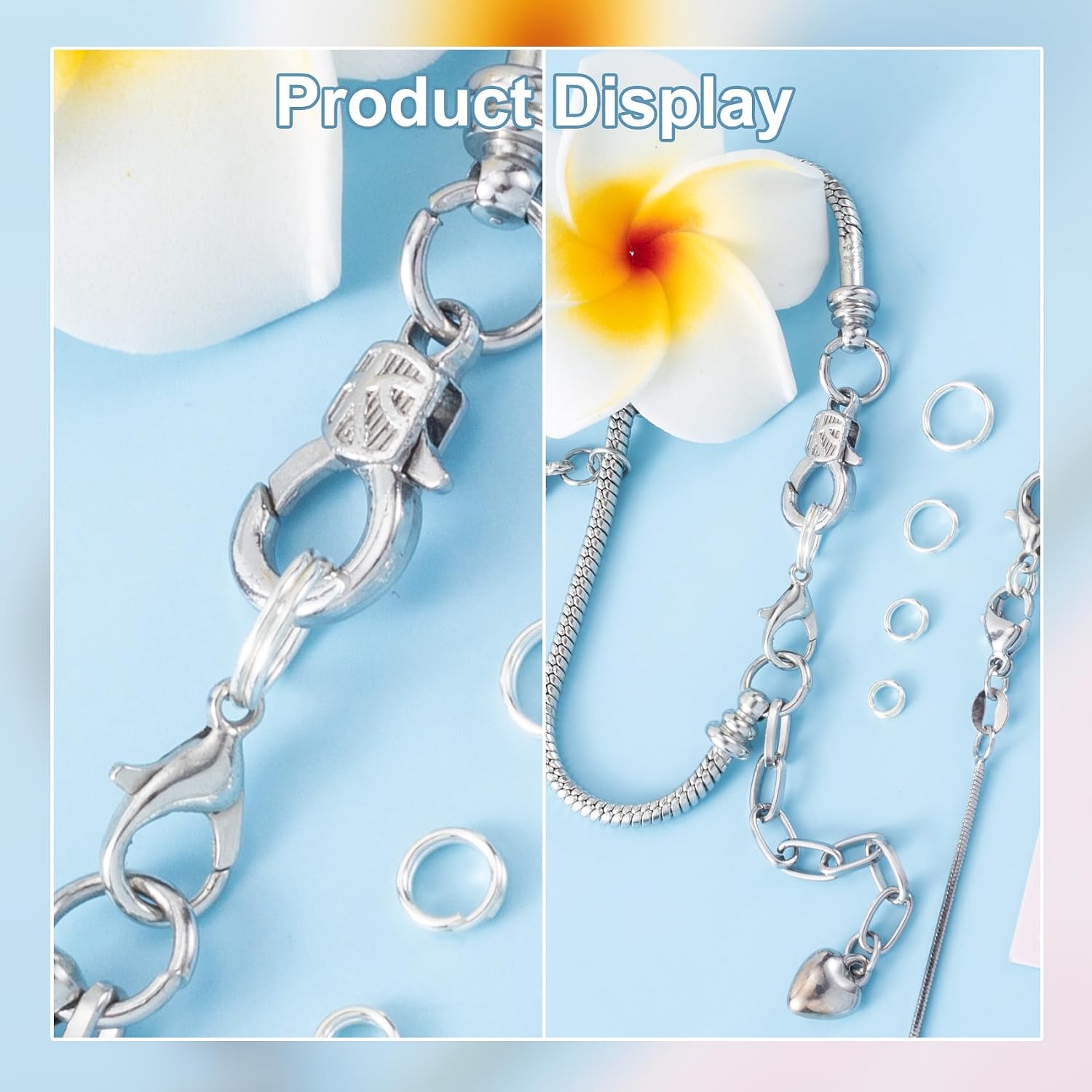 4/5/6/8mm Split Jump Ring, 925 Sterling Silver Small Key Rings Clasp, Metal Bracelet Necklace Open Connector Charm for Wedding Prom Valentines Jewelry Findings