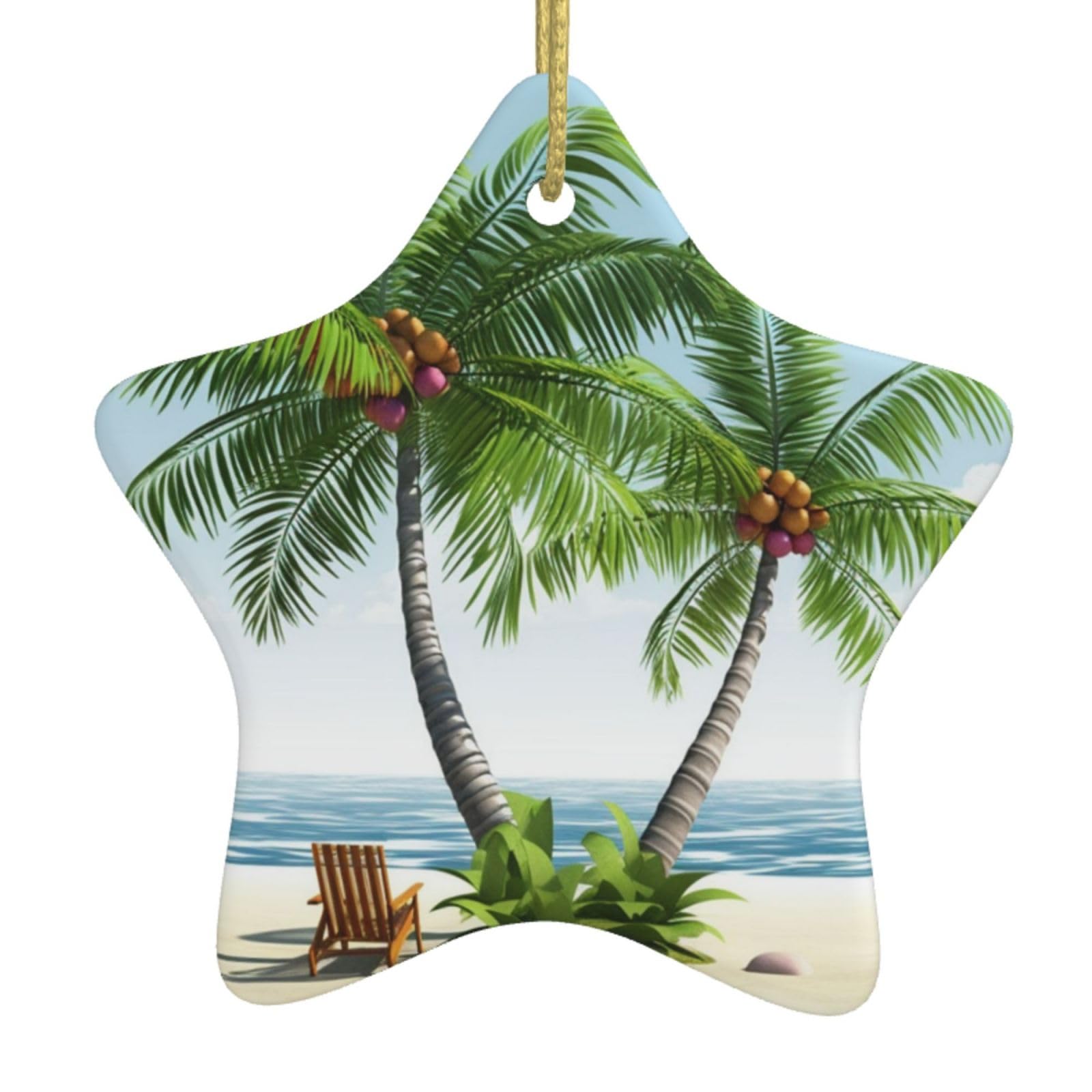 Fodpand Women's White Tropical Palm Tree Christmas Ornaments 2025, Gift Exchange For Men, Collectible Ceramic Ornament Star Hanging Ornaments For Christmas Tree Decoration