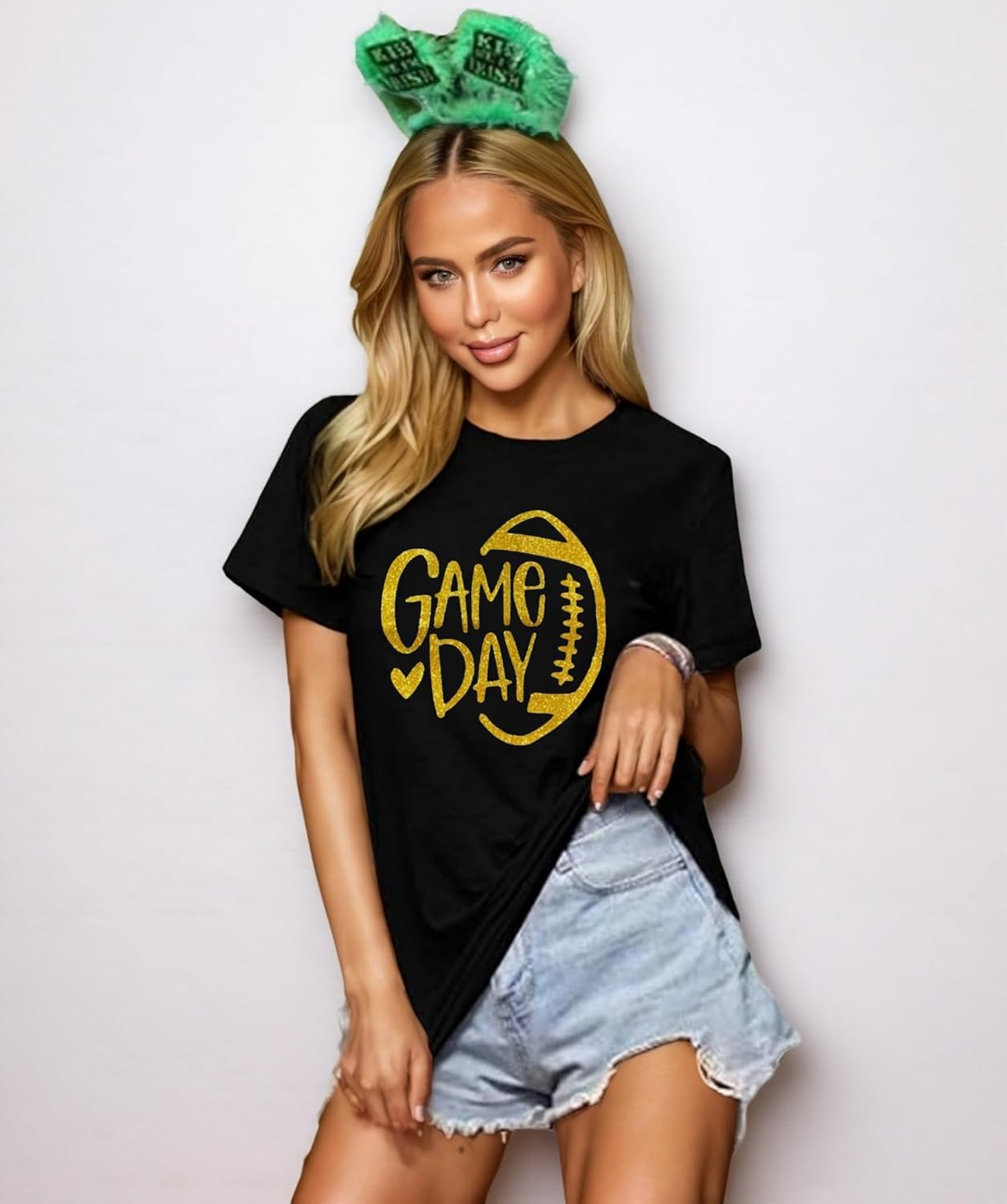 Football Shirts for Women Game Day Shirt Football Season Tshirt Sunday Graphic Tee Gifts Party Short Sleeve Tops - Image 2