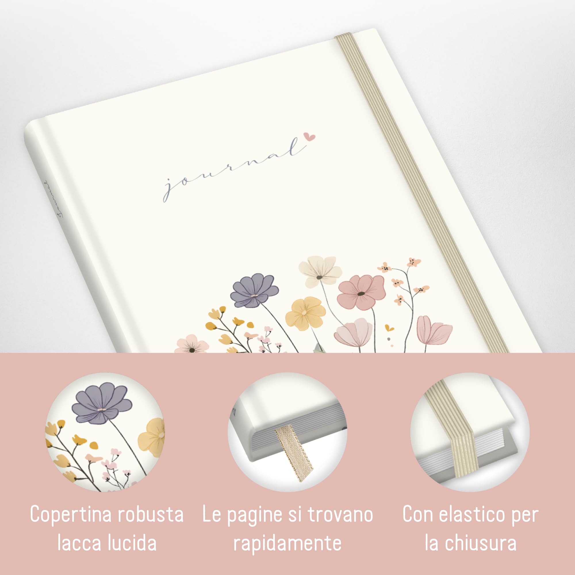 Taccuino A5 A Punti Flower Joy Con Elastico – 156 Pagine, Carta Sostenibile E Fascino Floreale!