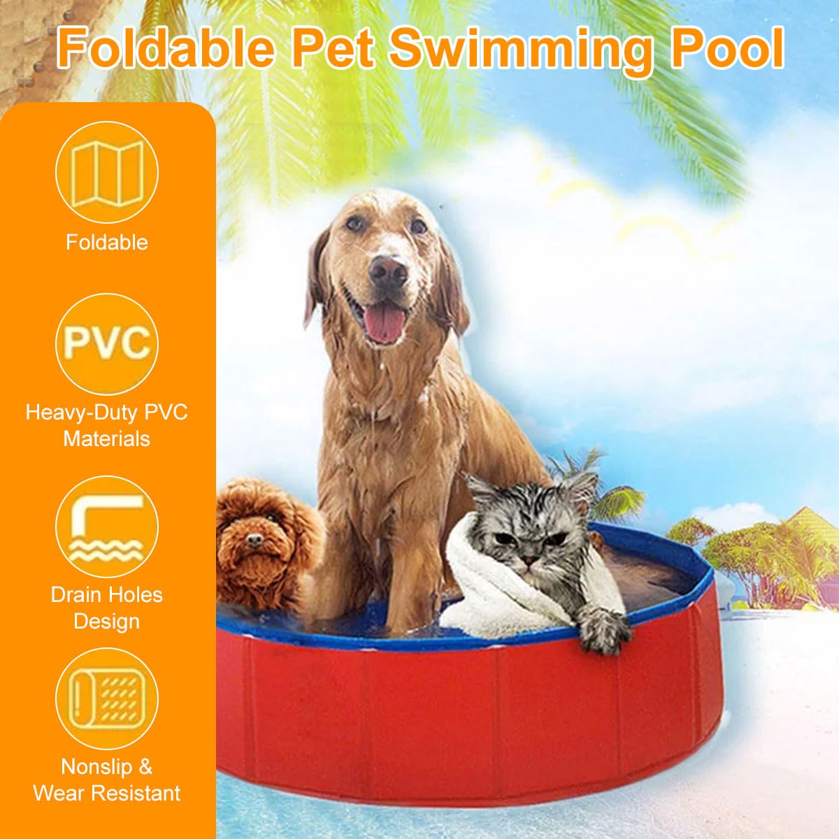 Piscina para Perros Plegable,Bañera Plegable Perros,Mascota Piscina Portátil,Bañera Plegable para Mascotas,Antideslizante Bañera para Mascotas,Piscina Plegable para Perros Gatos,Piscina para Mascotas