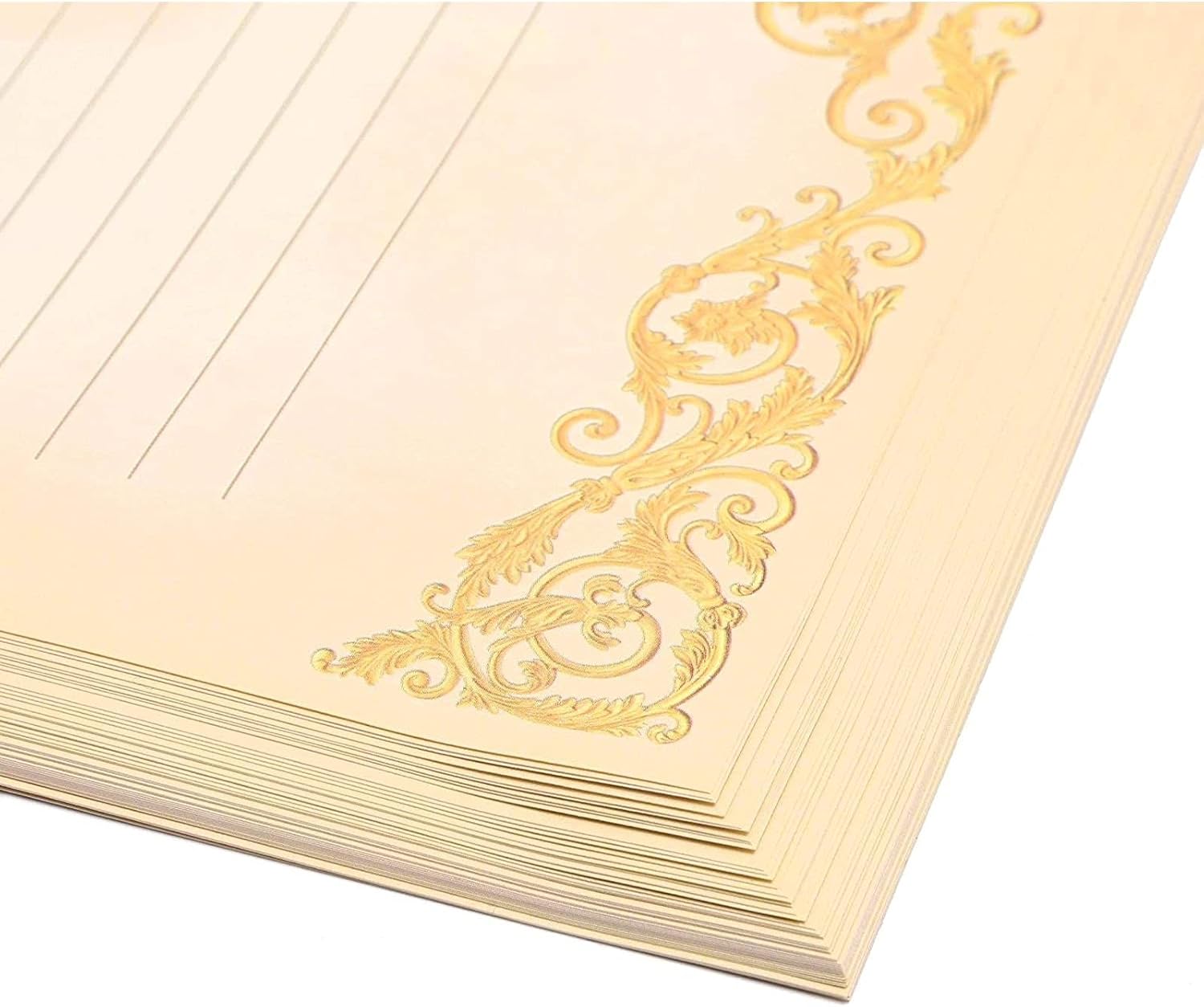 Vintage Lined Stationery Paper for Writing Letters, Ivory (8.5 x 11 In, 48 Sheets) : Office Products