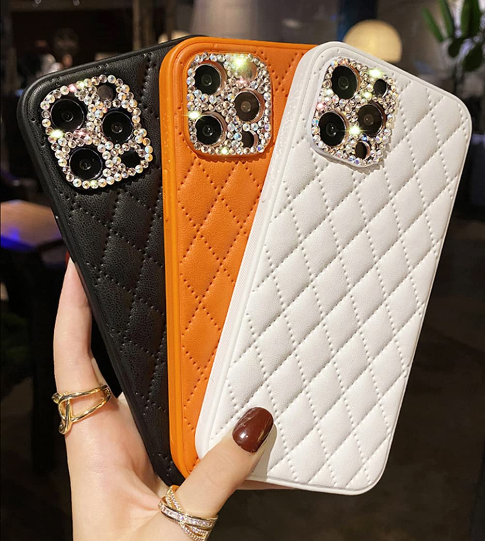 Amazon.com: Dreams Mall Leather Diamond Quilted Back Case Compatible with  iPhone 12 Pro Max 6.7 Inch, Bumper Protective Cover Crystals Diamonds for  Women Girls Phone Case, Black :
