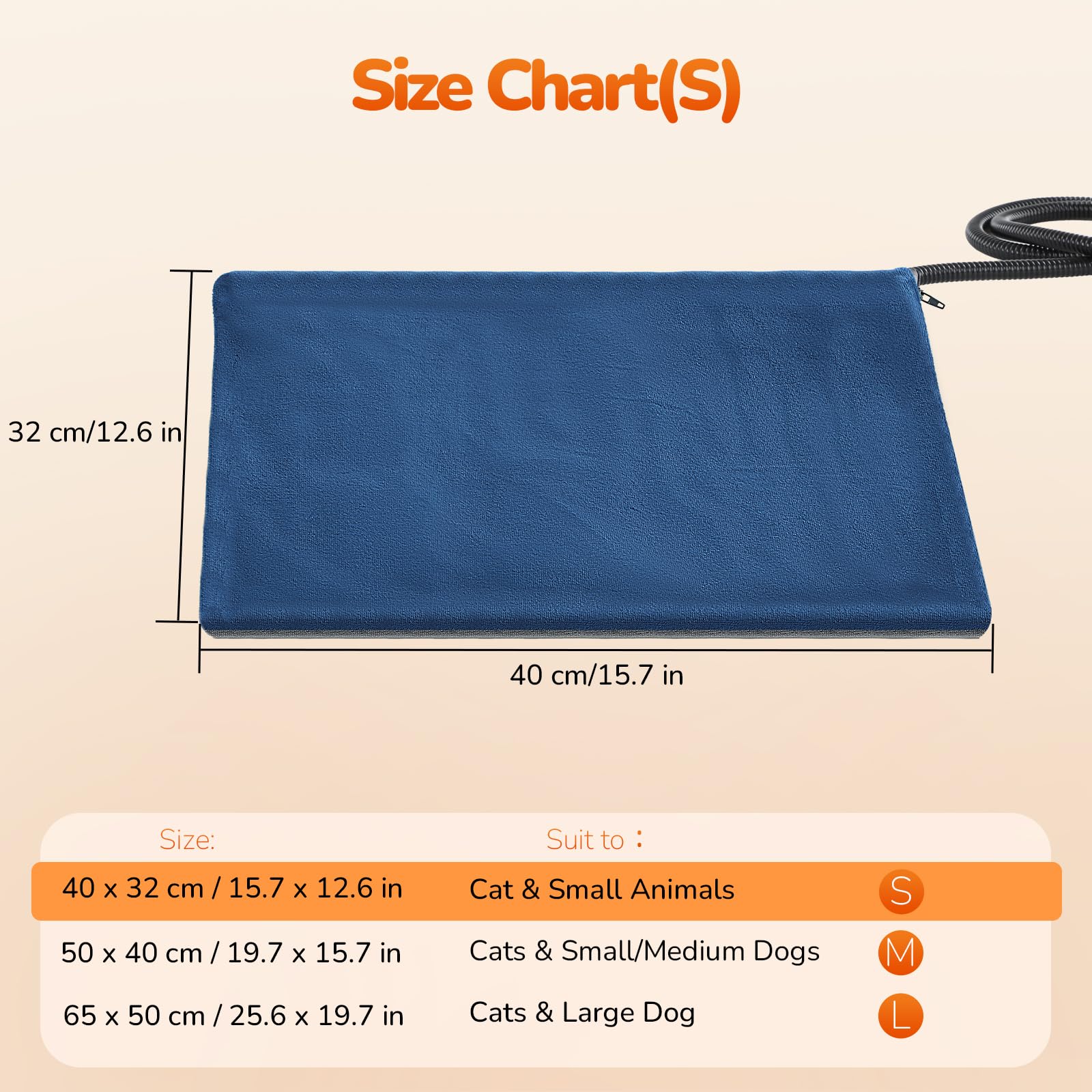 Pecute Tapis Chauffant Chat avec Voyant Lumineux, Coussin Chaton, Couverture Chauffante Chat 32×40cm, Tapis Chauffant Chien Température Constante, Anti-Mordant, Imperméable, Double Face