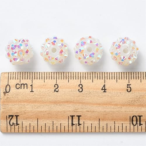 Miniatura 3 de Craftdady 100 cuentas de resina con diamantes de imitación de 0.472in para bolas de discoteca, redondas, sueltas, para hacer joyas, manualidades,